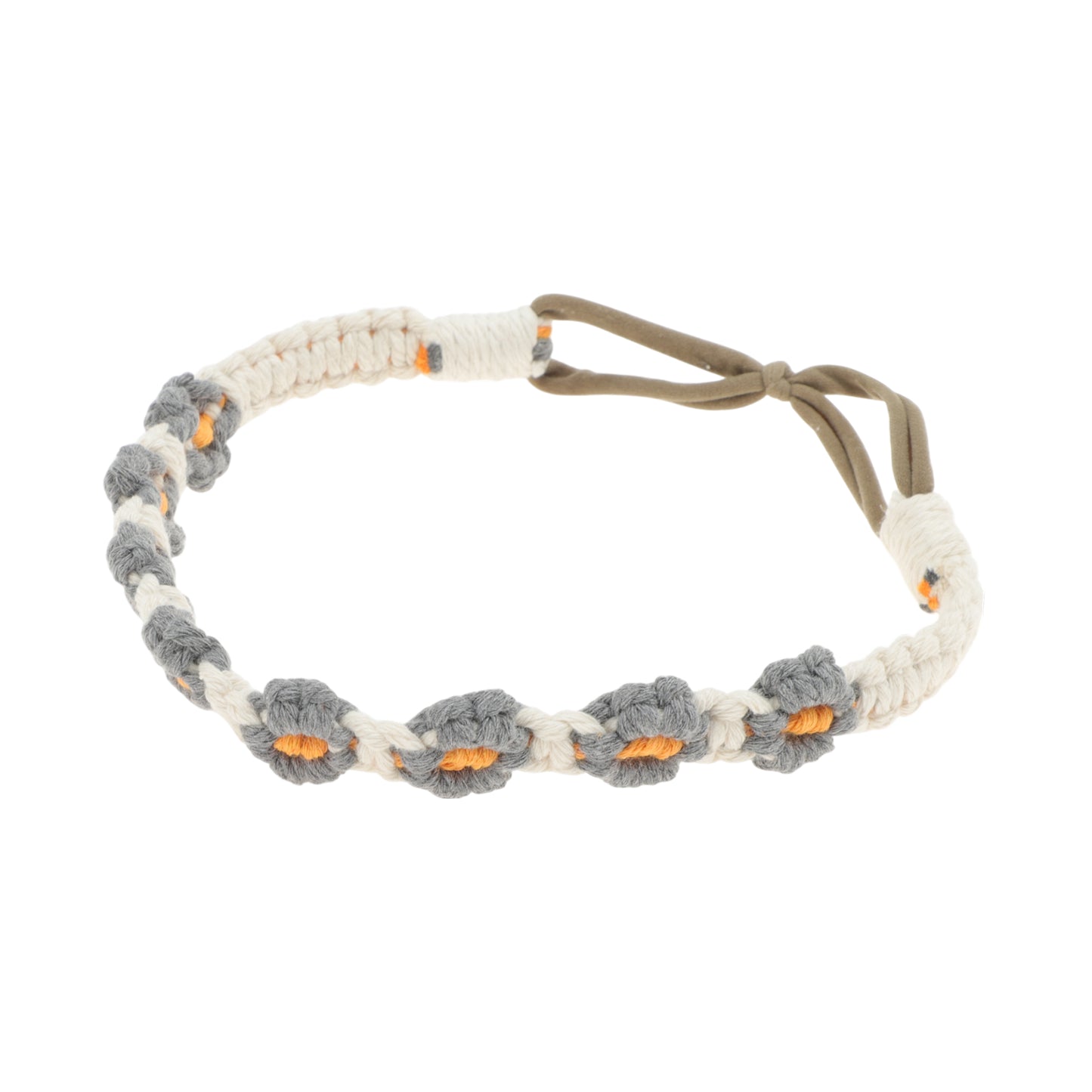 Hand-woven Stretch Headbands for Women White Gray 1 Pc