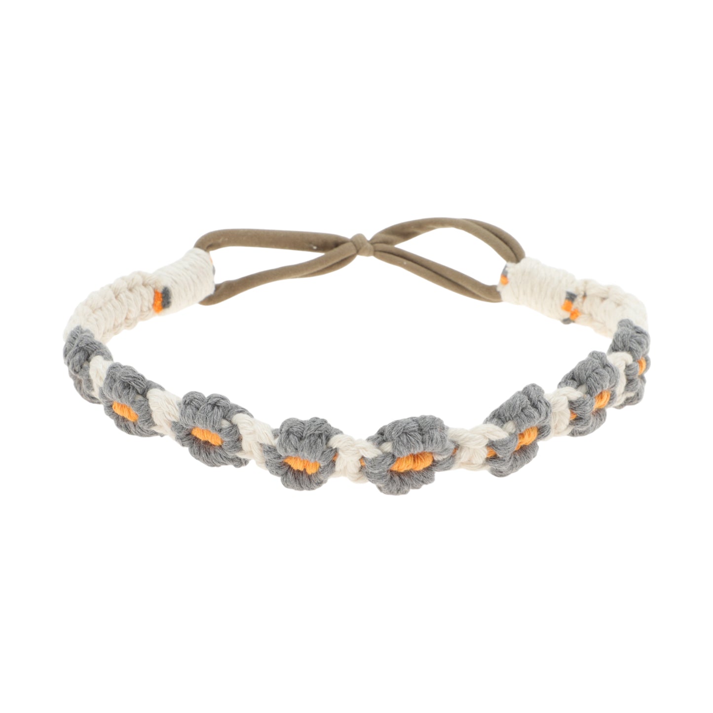 Hand-woven Stretch Headbands for Women White Gray 1 Pc