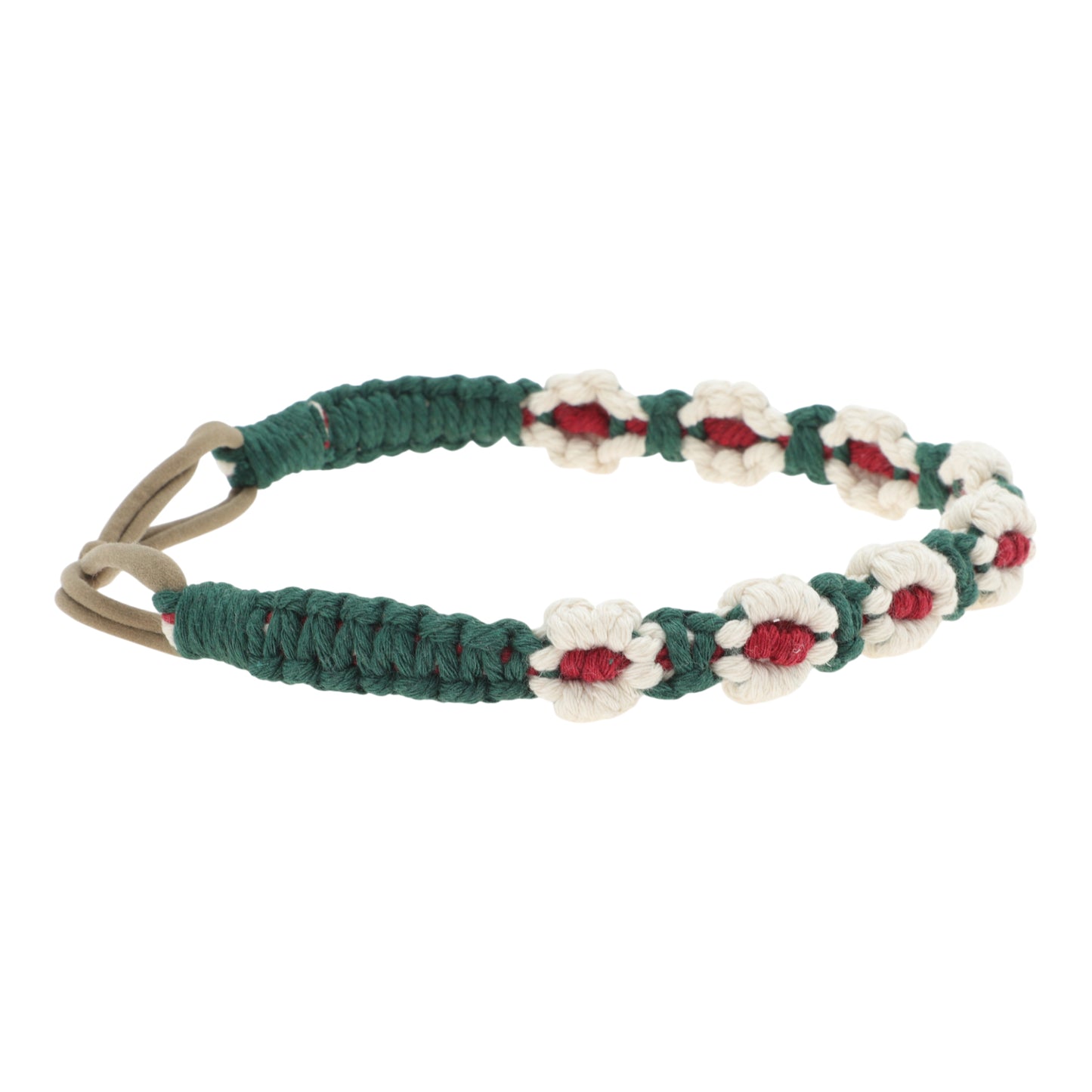 Hand-woven Stretch Headbands for Women Blackish Green White 1 Pc