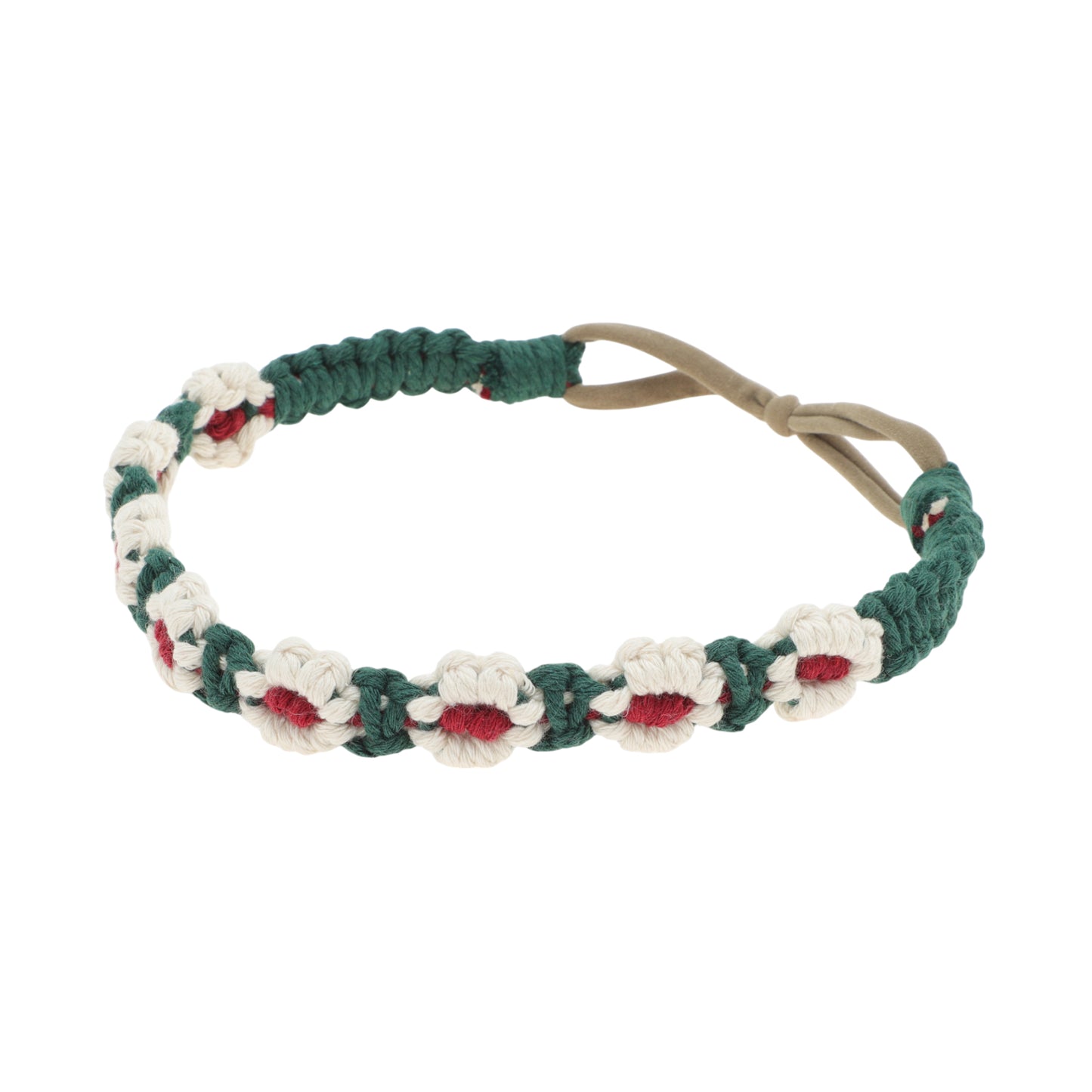 Hand-woven Stretch Headbands for Women Blackish Green White 1 Pc
