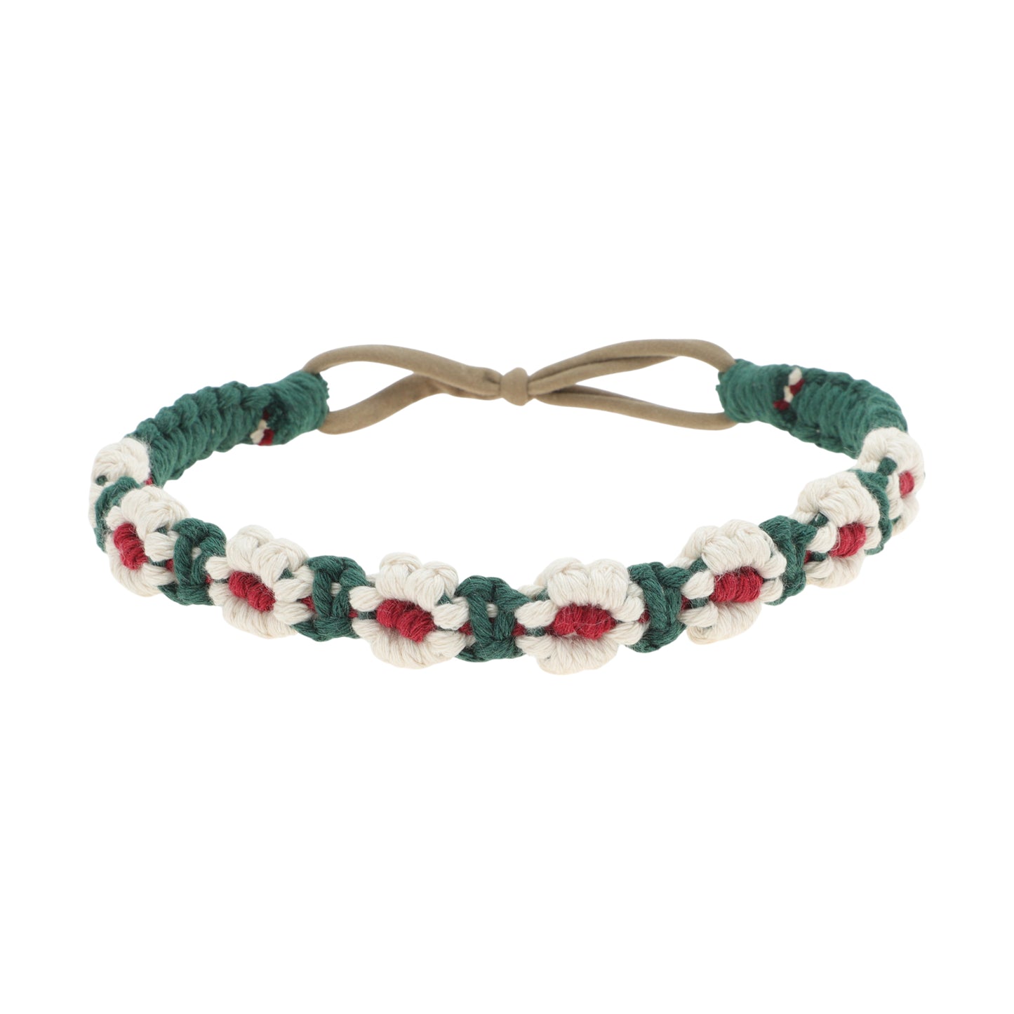 Hand-woven Stretch Headbands for Women Blackish Green White 1 Pc