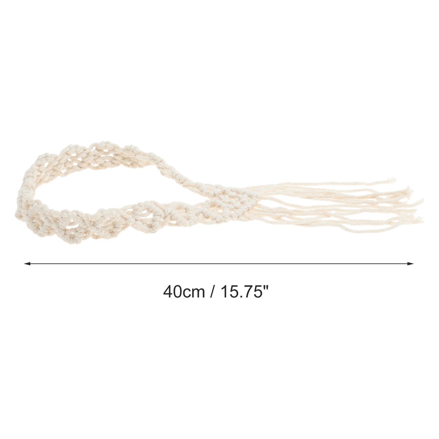 Hand-woven Long Tassel Headbands for Women 15.75" Beige 1 Pc