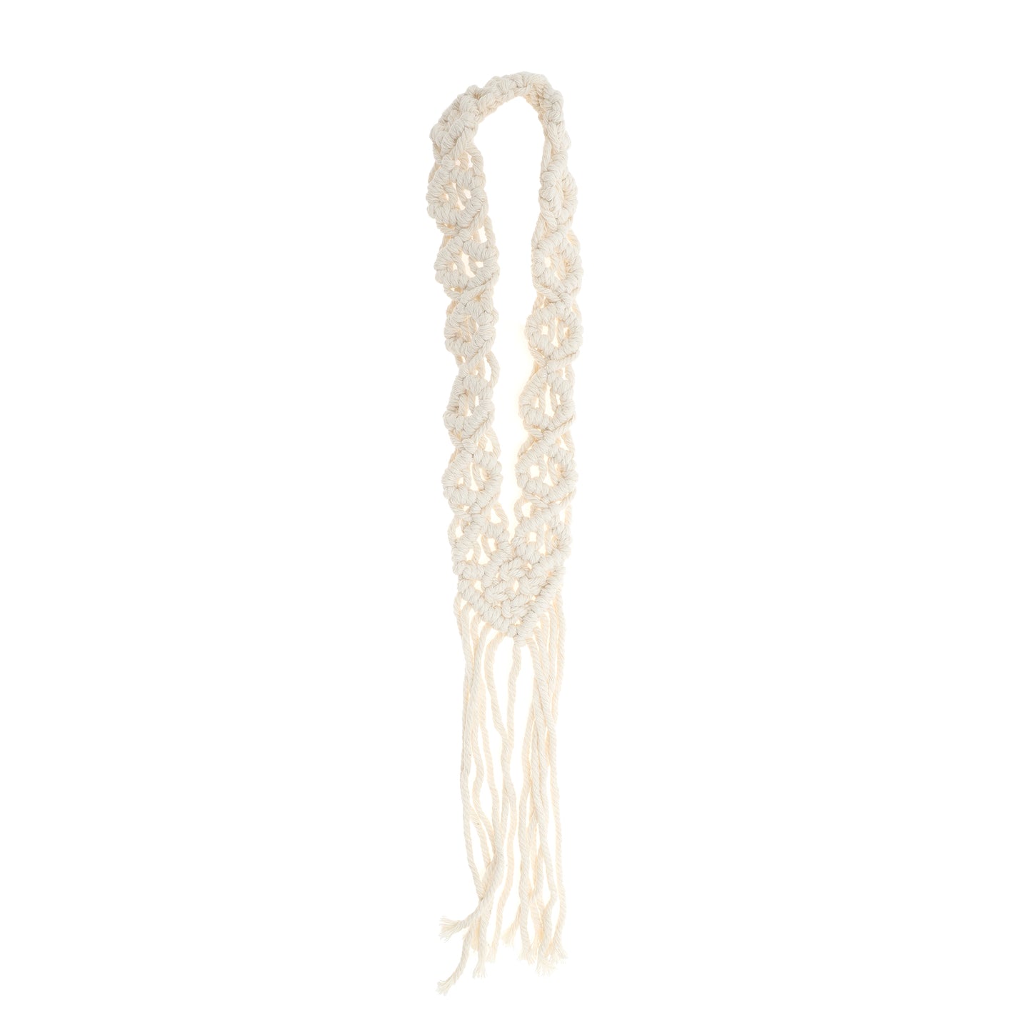 Diademas largas con borlas tejidas a mano para mujer, 75 cm, color beige, 1 unidad