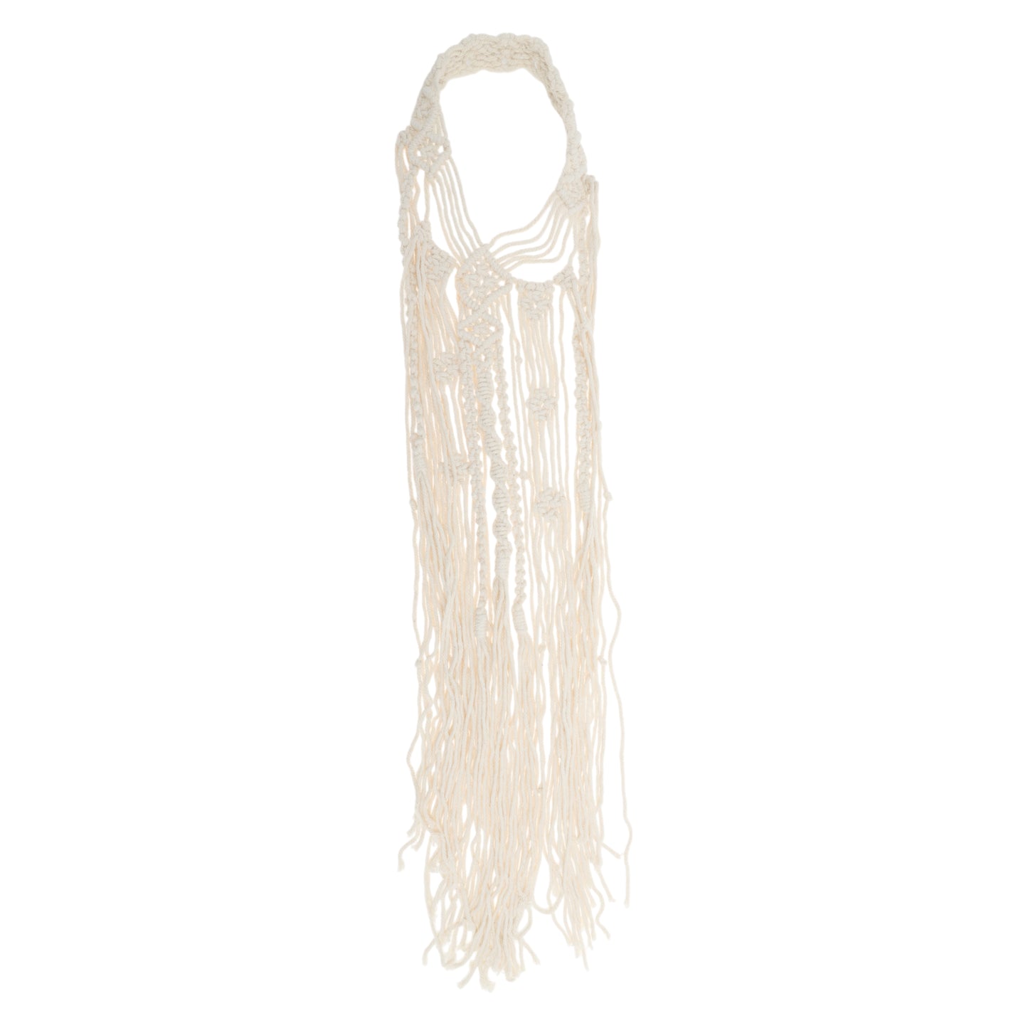 Diademas largas con borlas tejidas a mano para mujer, 80 cm, color beige, 1 unidad