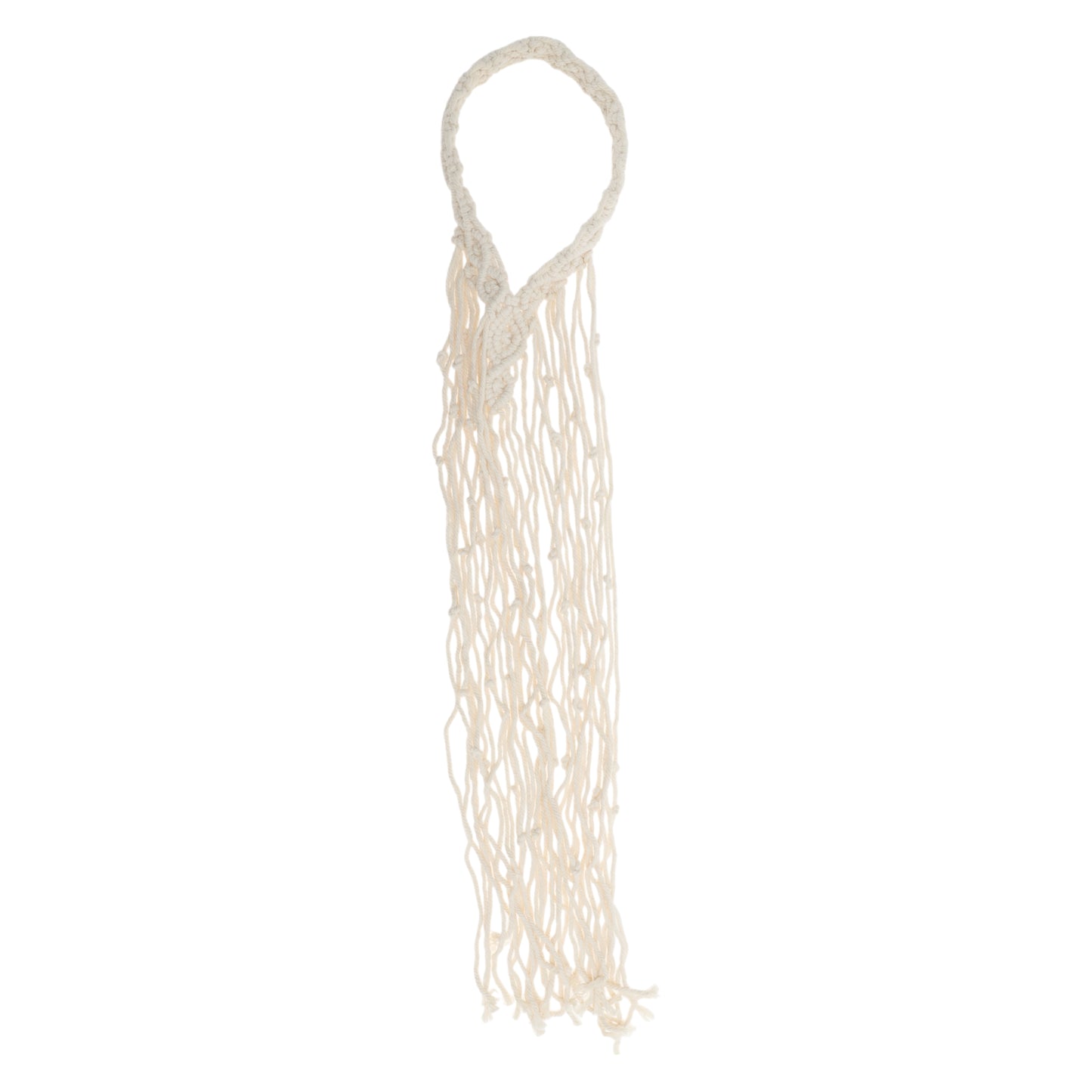 Diademas largas con borlas tejidas a mano para mujer, 27,56", color beige, 1 unidad