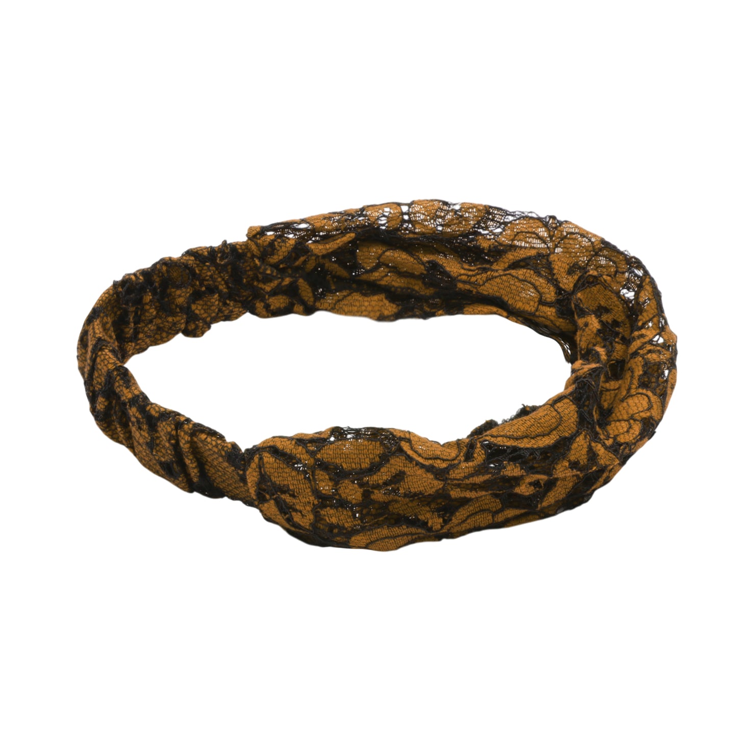 Diadema ancha hueca de encaje para mujer, color café, 1 pieza