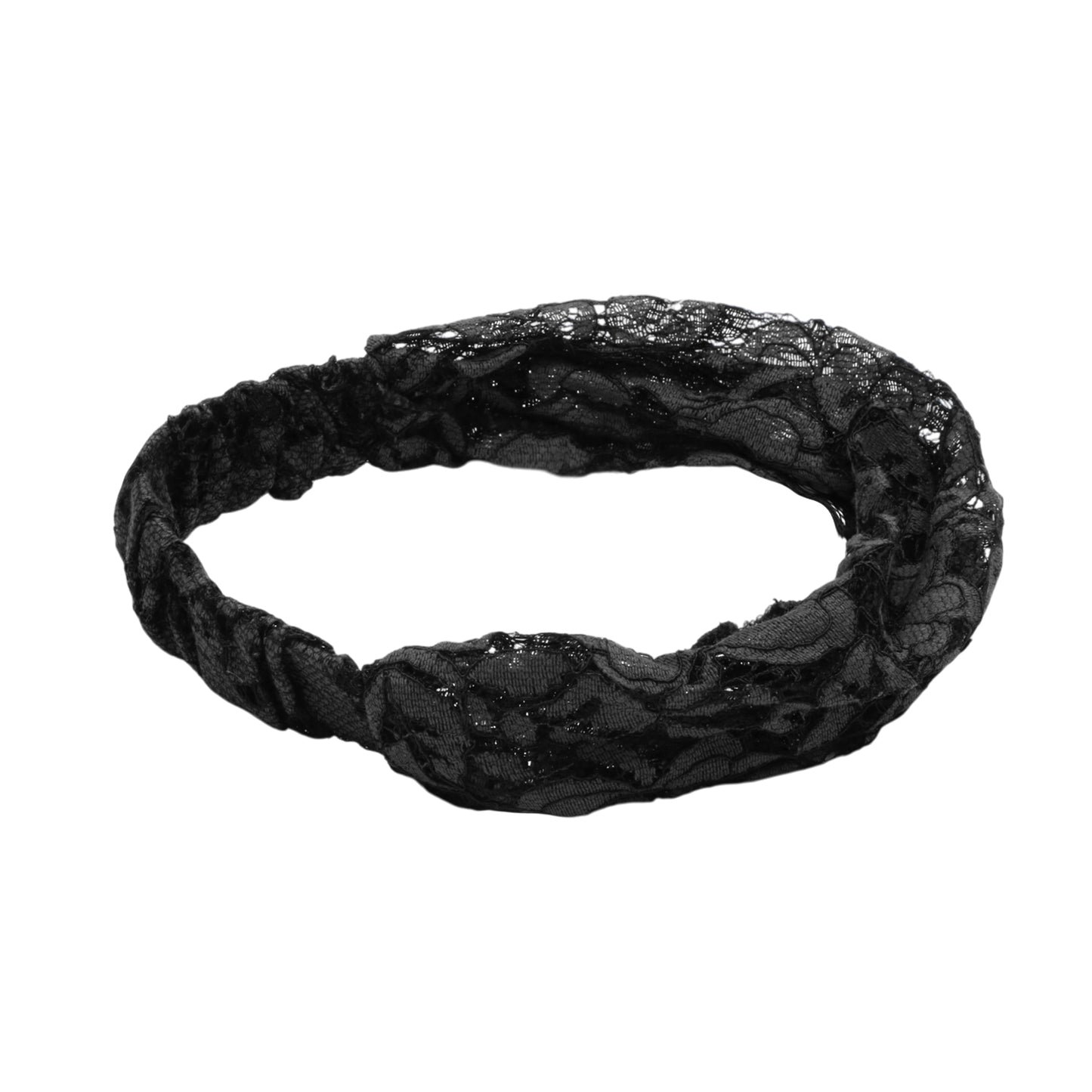 Diadema ancha hueca de encaje para mujer, color negro, 1 unidad