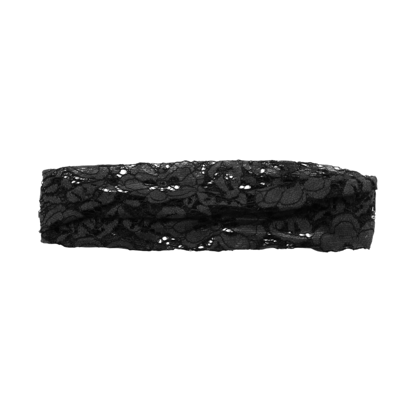 Diadema ancha hueca de encaje para mujer, color negro, 1 unidad
