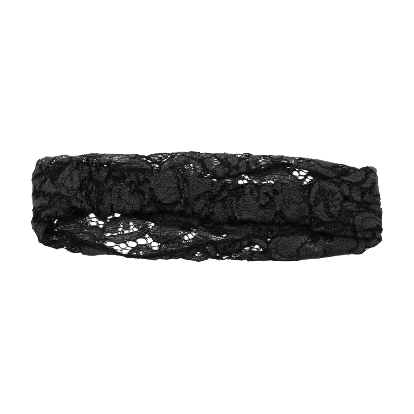Diadema ancha hueca de encaje para mujer, color negro, 1 unidad