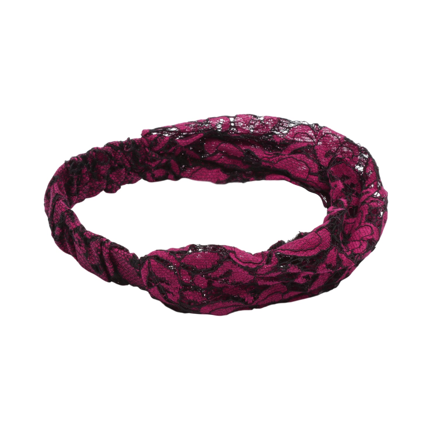 Diadema ancha hueca de encaje para mujer, color rojo vino, 1 pieza