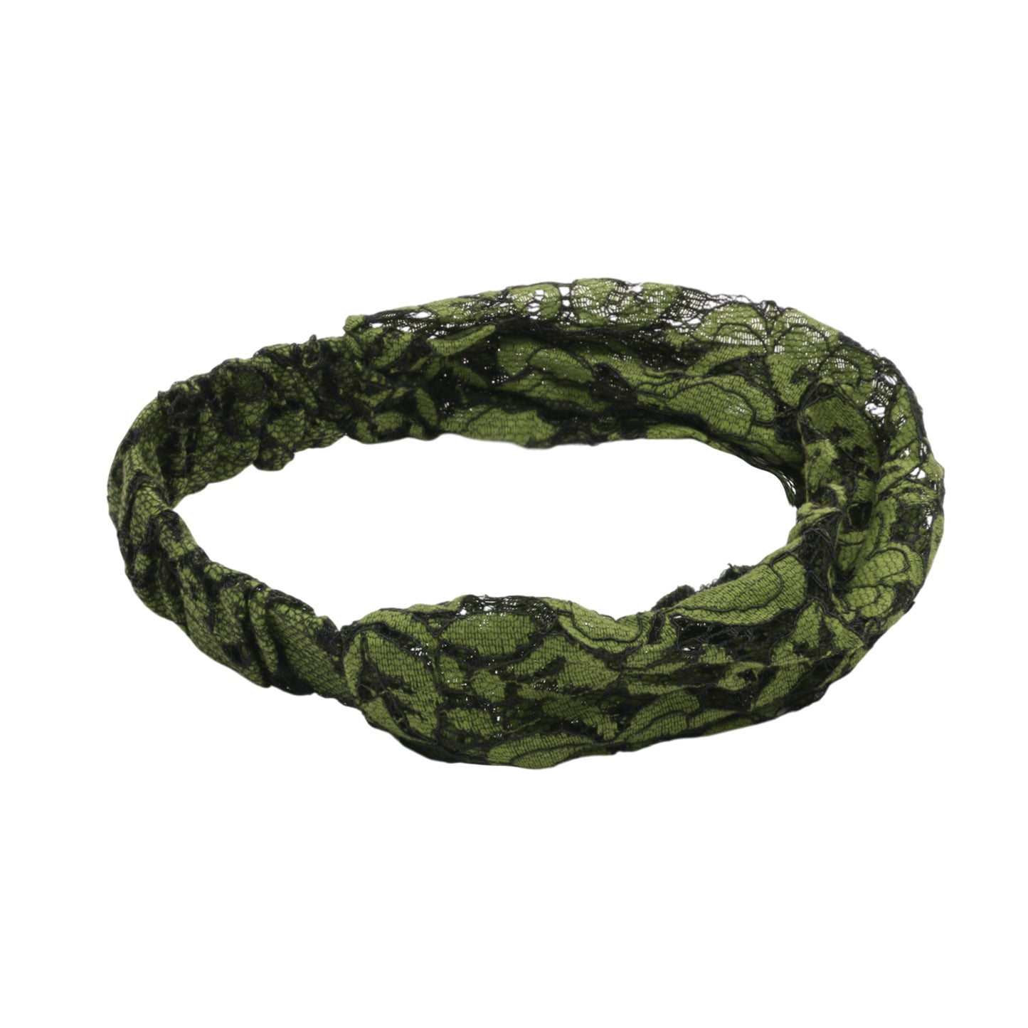 Diadema ancha hueca de encaje para mujer, color verde negruzco, 1 unidad