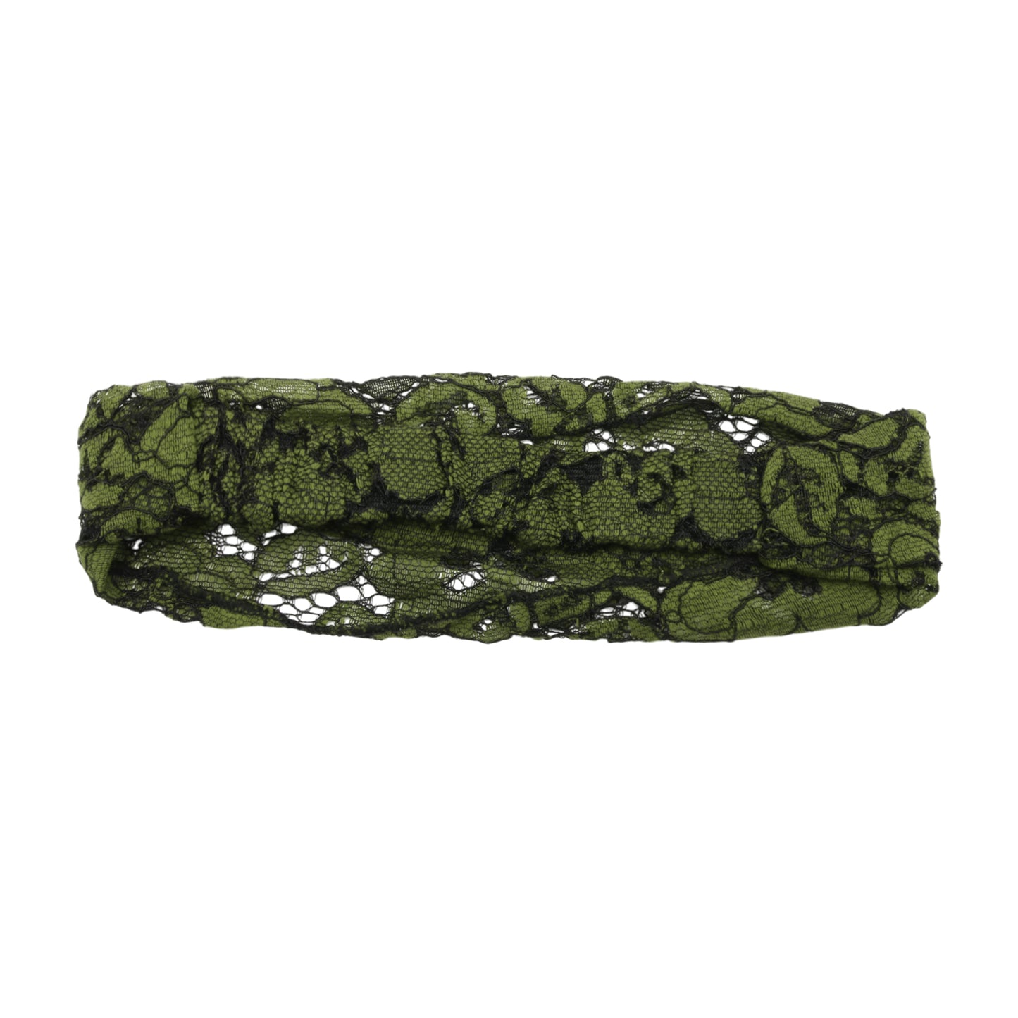 Diadema ancha hueca de encaje para mujer, color verde negruzco, 1 unidad