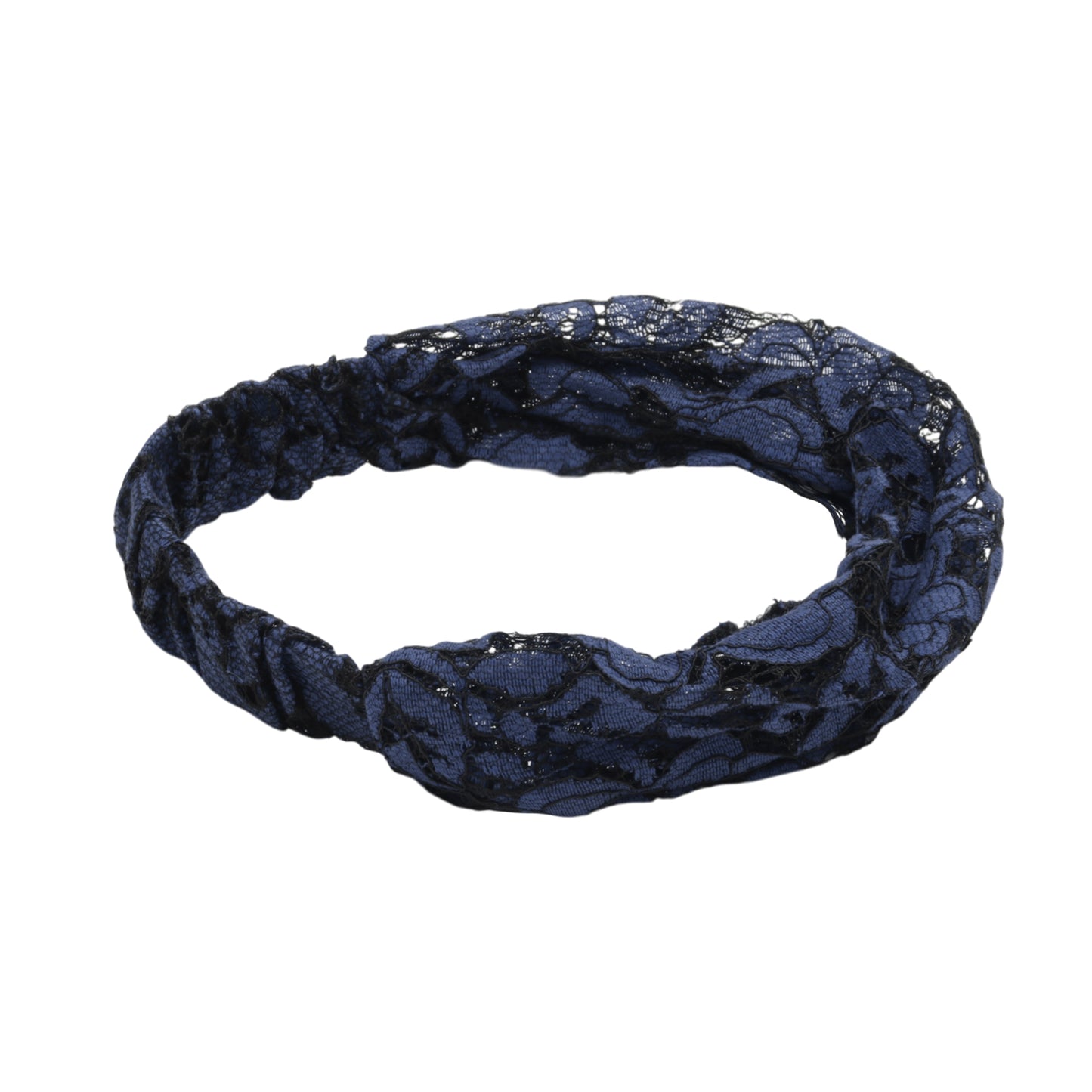 Diadema ancha hueca de encaje para mujer azul marino 1 pieza