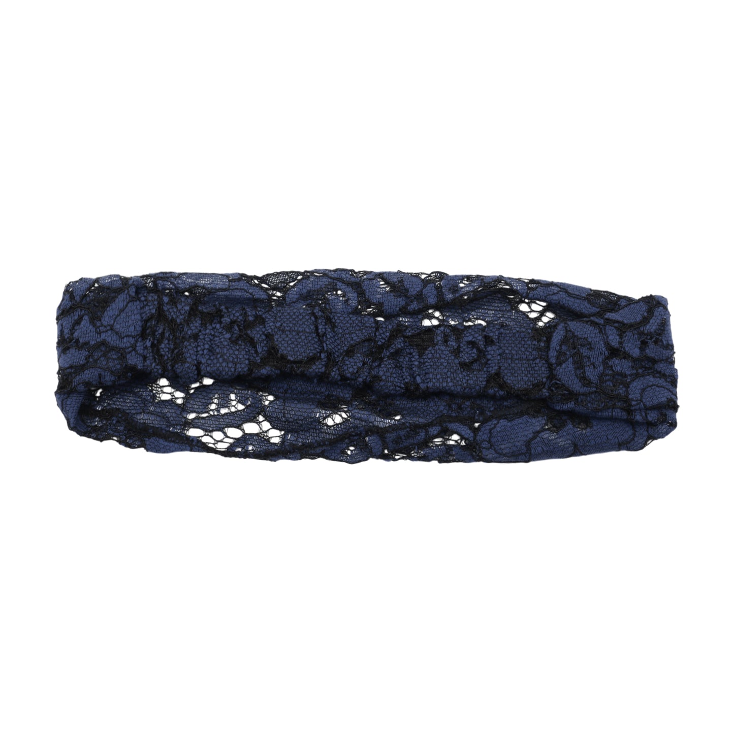 Diadema ancha hueca de encaje para mujer azul marino 1 pieza