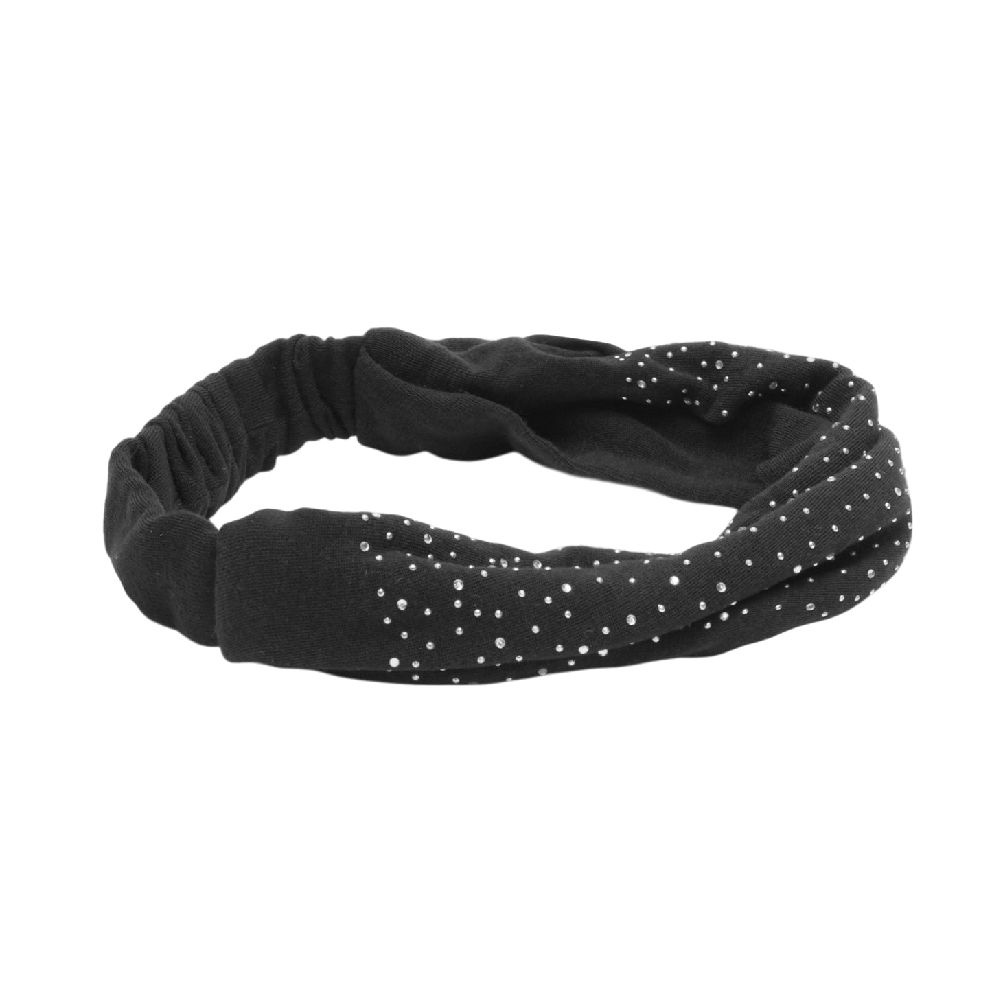 Diadema ancha de encaje con diamantes de imitación para mujer, color negro, 1 unidad