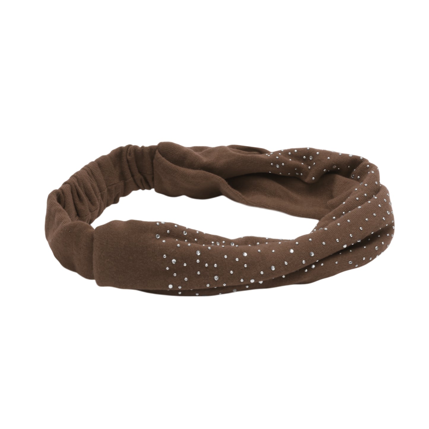 Diadema ancha de encaje con diamantes de imitación para mujer, color café, 1 pieza