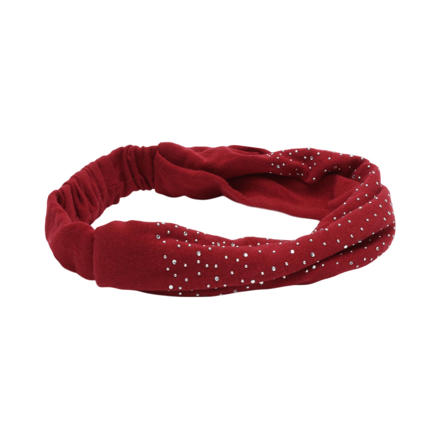 Diadema ancha de encaje con diamantes de imitación para mujer, color rojo vino, 1 unidad