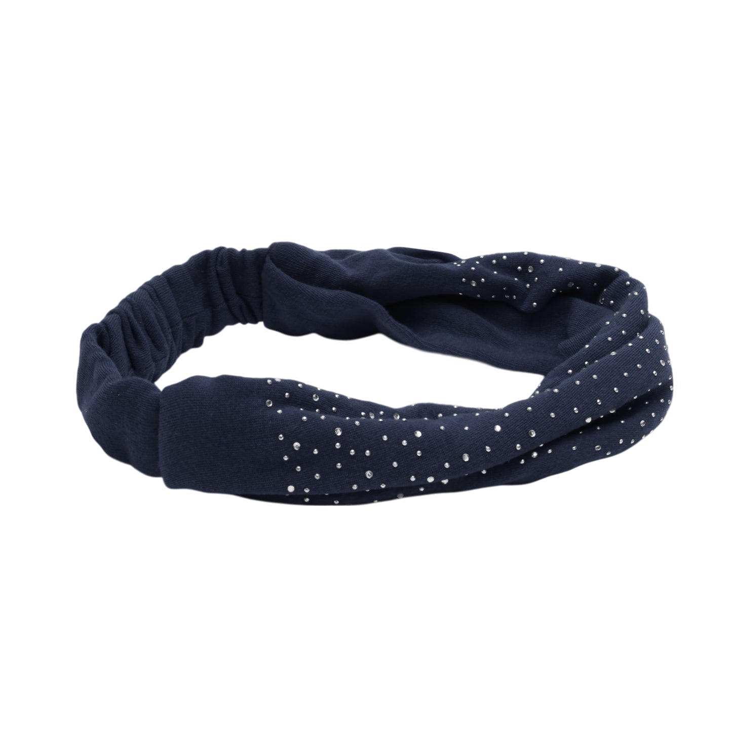 Diadema ancha de encaje con diamantes de imitación para mujer, azul marino, 1 pieza