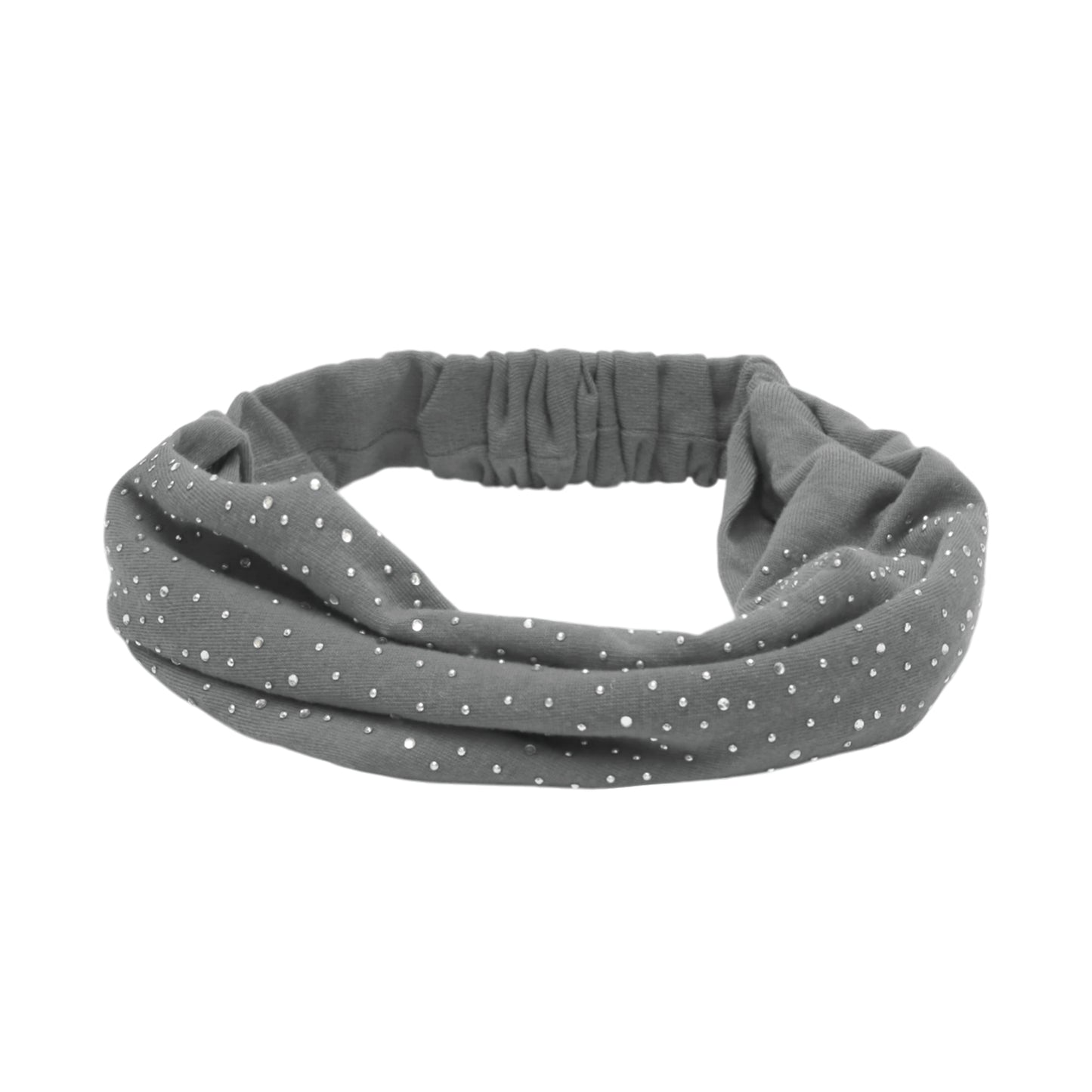 Diadema ancha de encaje con diamantes de imitación para mujer, color gris, 1 unidad
