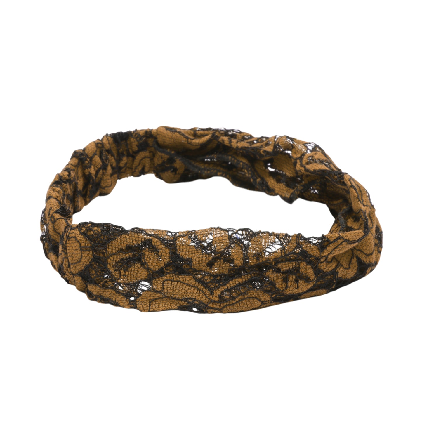 Diadema ancha de encaje Lotus para mujer, color marrón oscuro, 1 unidad