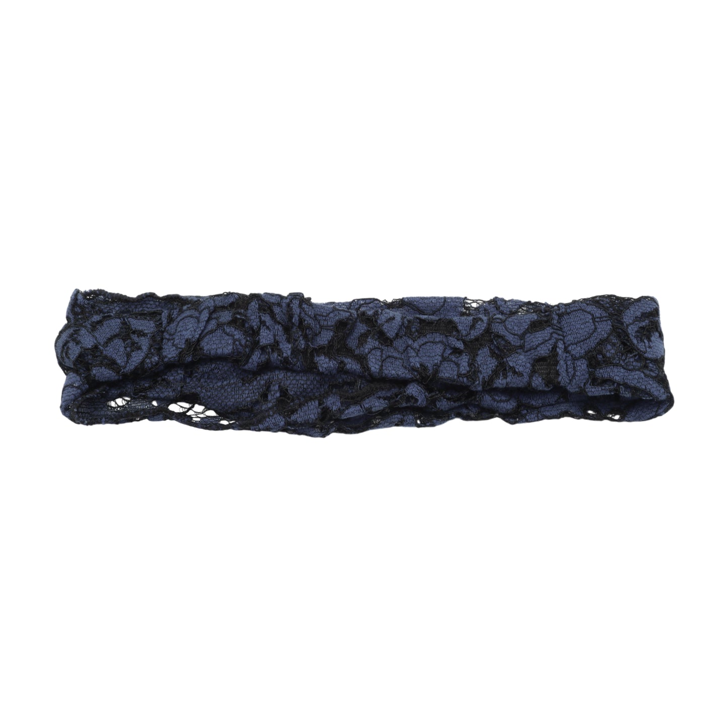 Lotus Lace Wide Headband for Women Navy Blue 1 Pc
