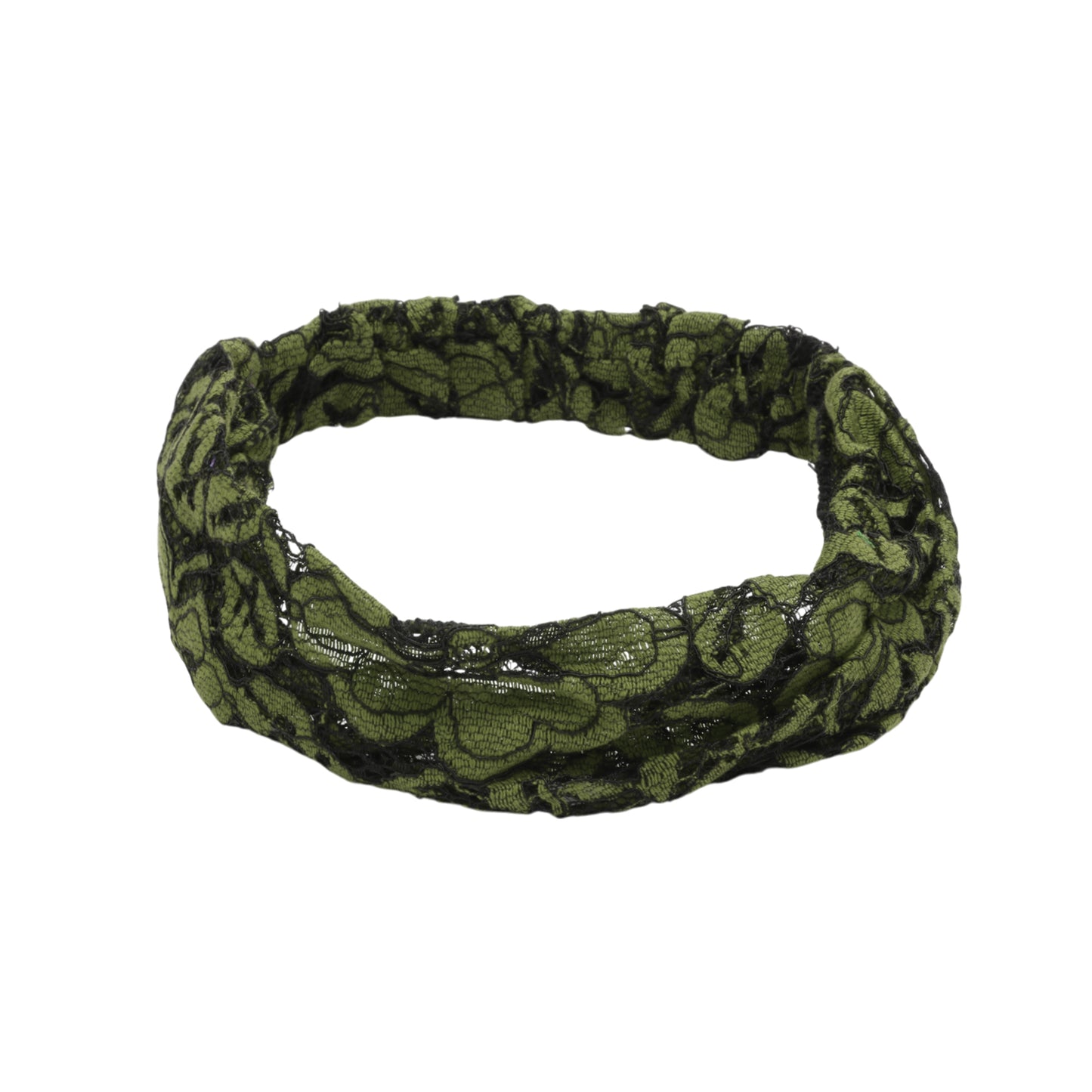 Diadema ancha de encaje Lotus para mujer, color verde, 1 unidad