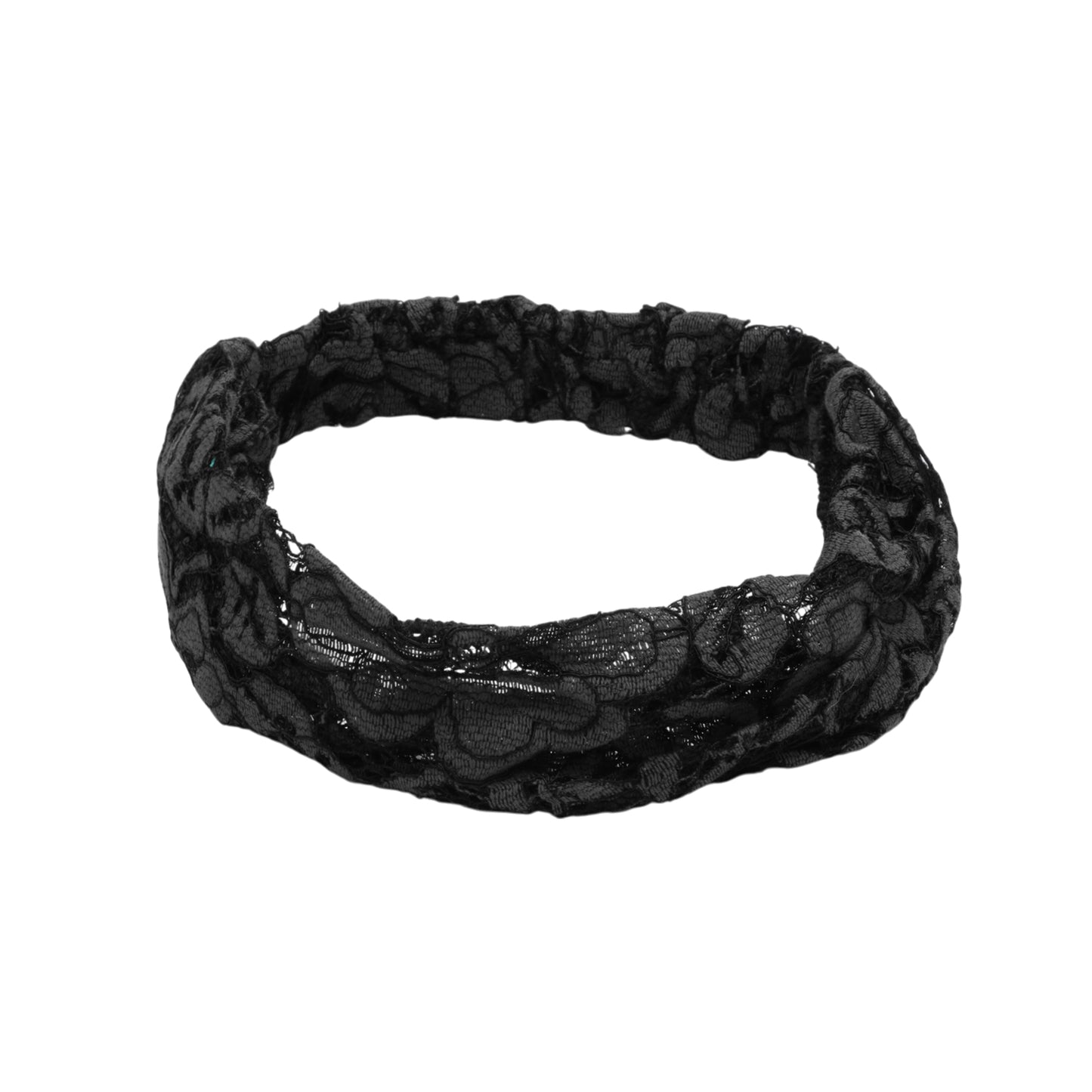 Diadema ancha de encaje Lotus para mujer, color negro, 1 unidad