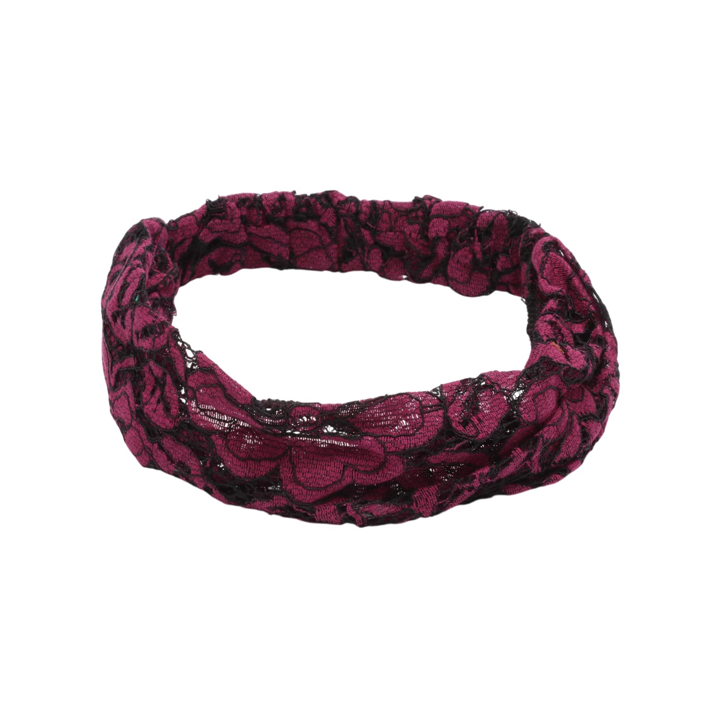 Diadema ancha de encaje Lotus para mujer, color morado y rojo, 1 unidad