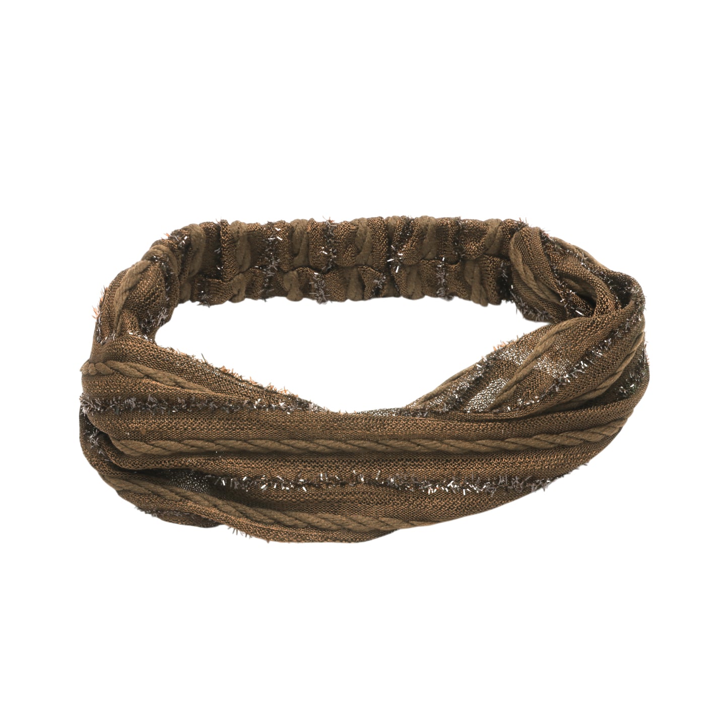 Diadema ancha vintage de rayas para mujer color caqui y marrón, 1 unidad