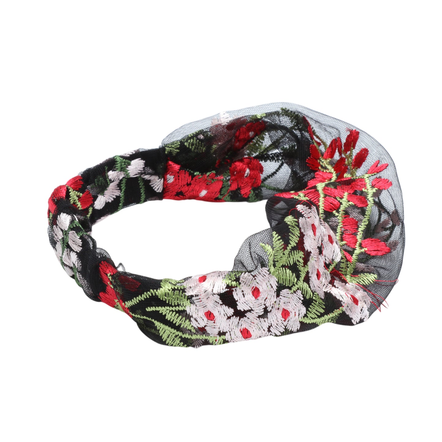 Diadema ancha de encaje con flores de uva para mujer, color café y negro, 1 unidad