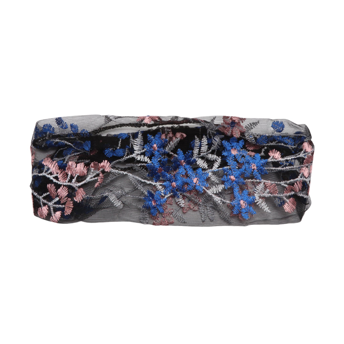 Diadema ancha de encaje con flores de uva para mujer, azul oscuro, 1 unidad