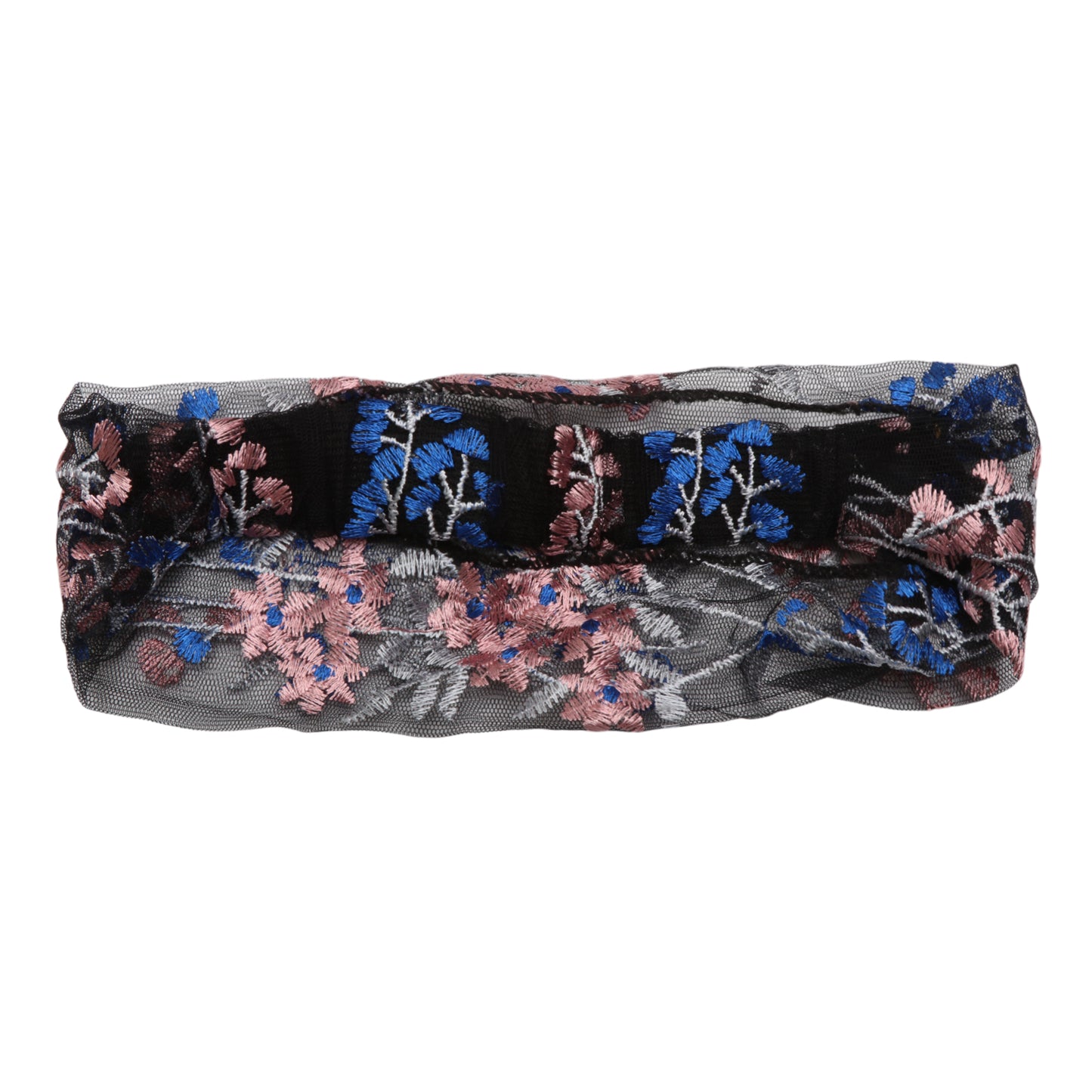 Diadema ancha de encaje con flores de uva para mujer, azul oscuro, 1 unidad