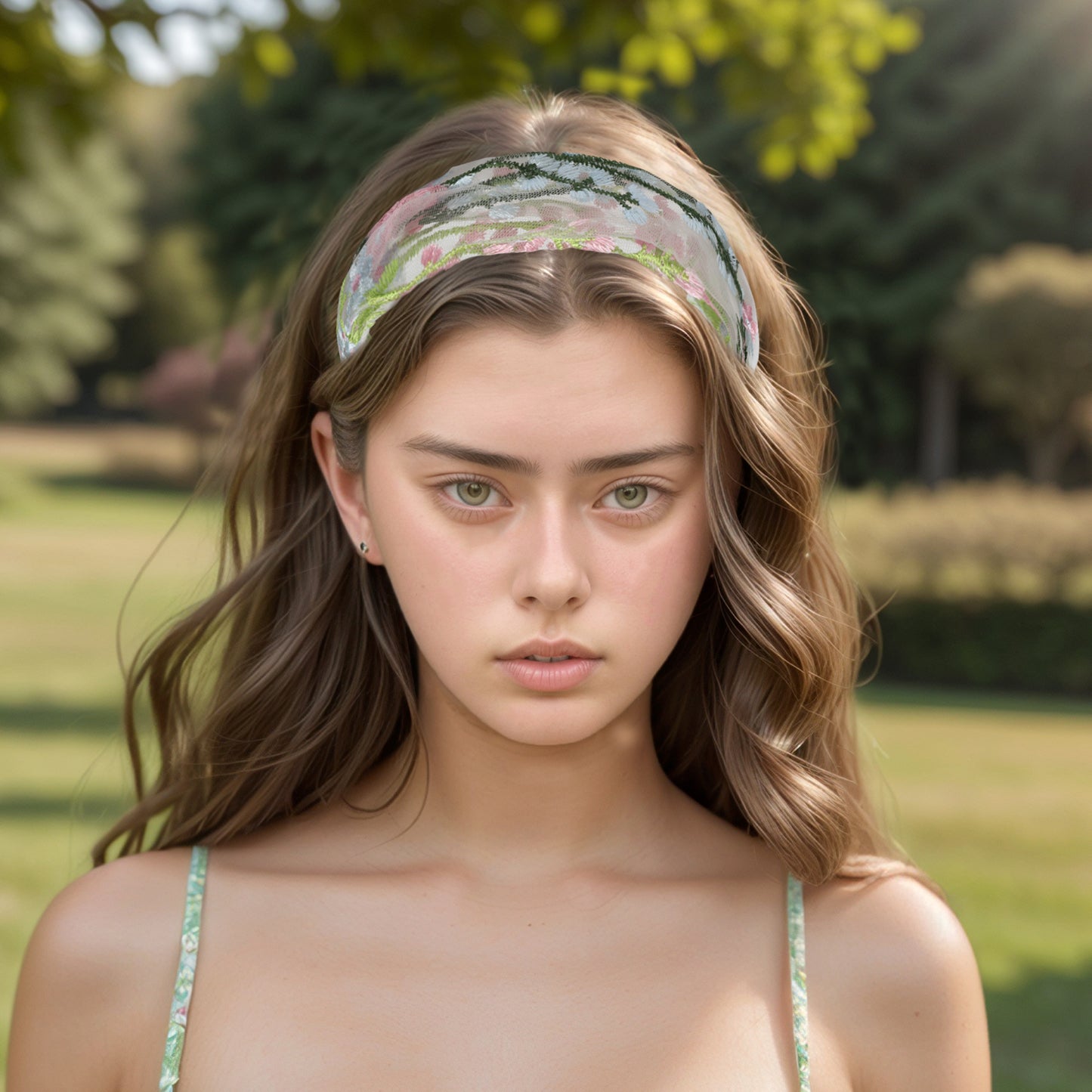 Diadema ancha de encaje con flores de uva para mujer, azul claro, 1 unidad