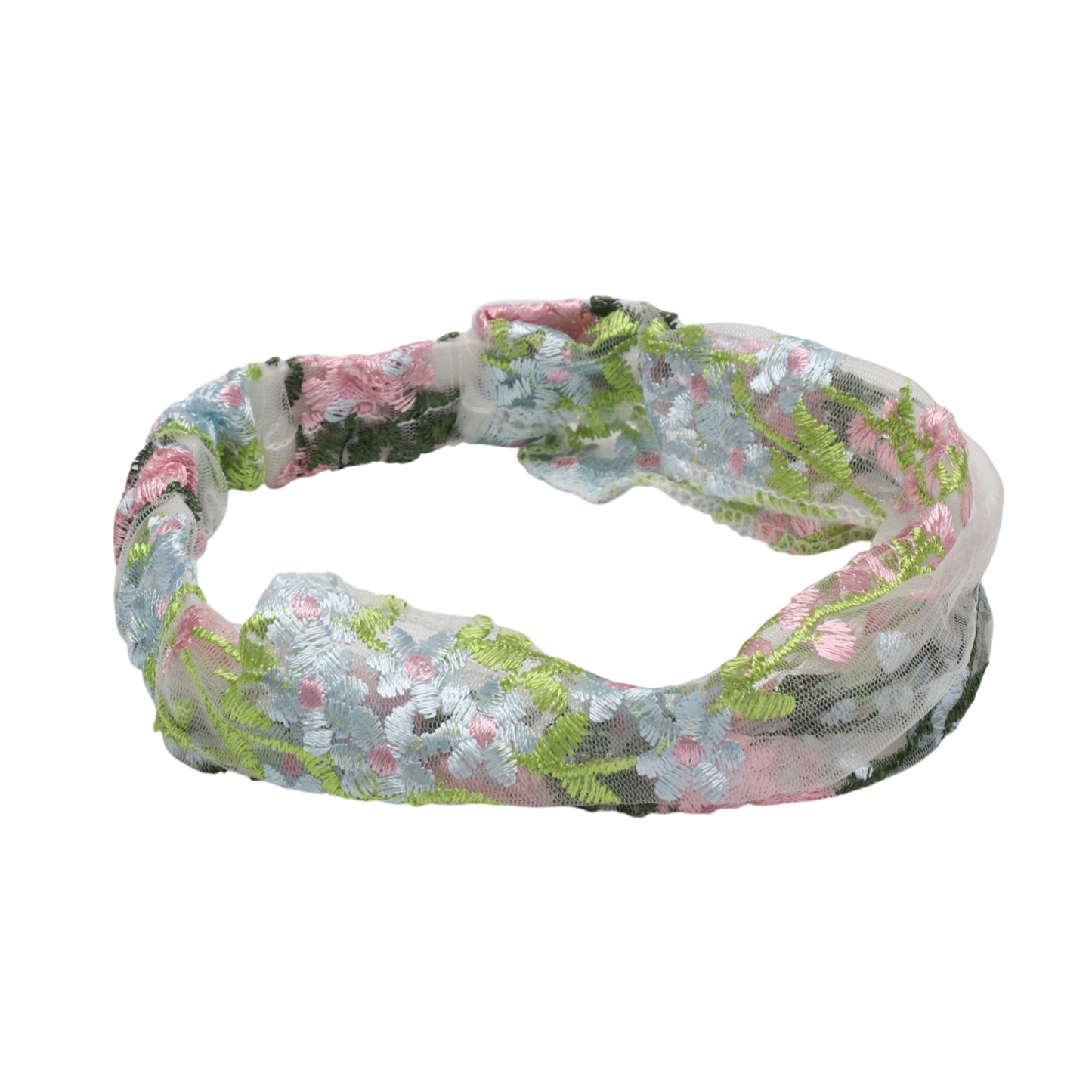 Diadema ancha de encaje con flores de uva para mujer, azul claro, 1 unidad