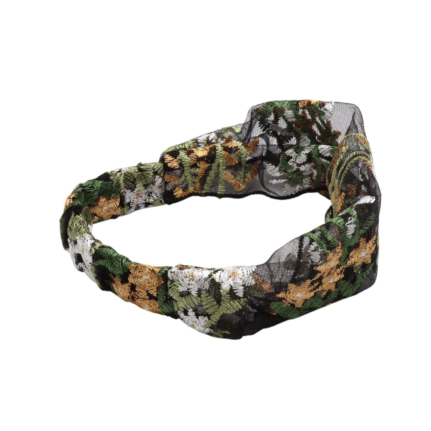 Diadema ancha de encaje con flores de uva para mujer, color negro champán, 1 unidad