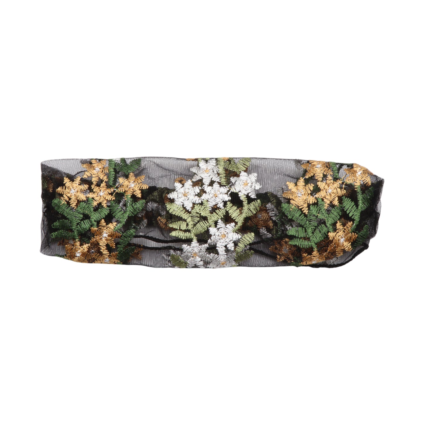 Diadema ancha de encaje con flores de uva para mujer, color negro champán, 1 unidad