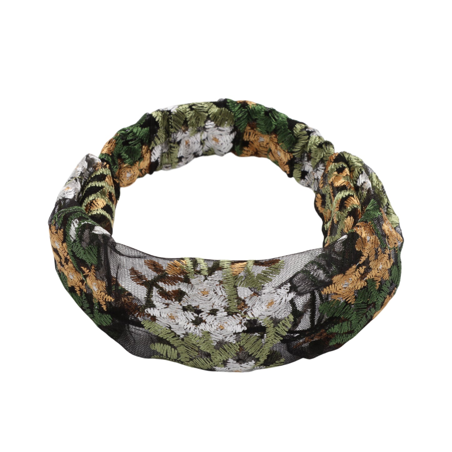Diadema ancha de encaje con flores de uva para mujer, color negro champán, 1 unidad