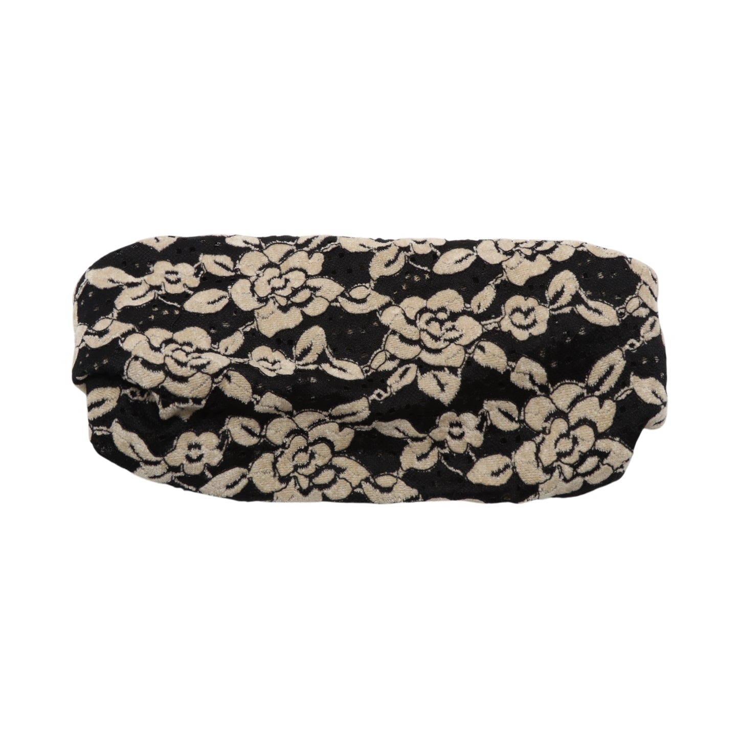 Diadema ancha de tela con rosas vintage, color negro, 1 unidad