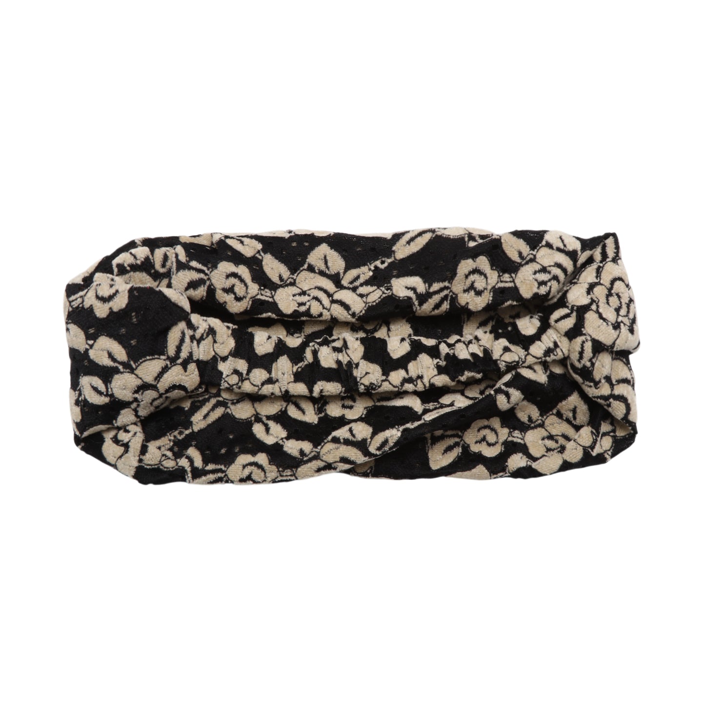 Diadema ancha de tela con rosas vintage, color negro, 1 unidad