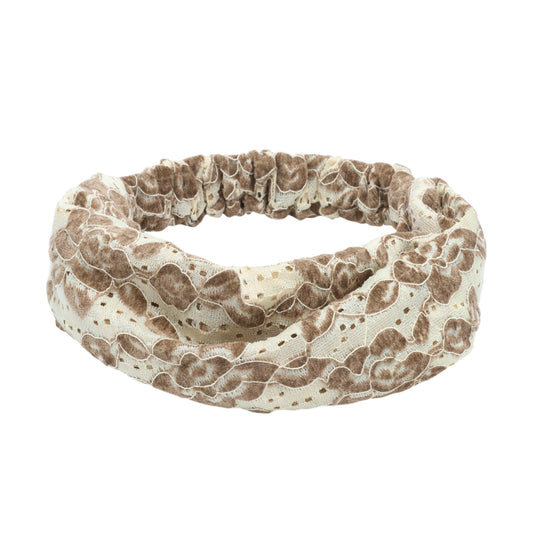 Fabric Wide Headband Vintage Rose Headband, Coffee Color 1 Pc