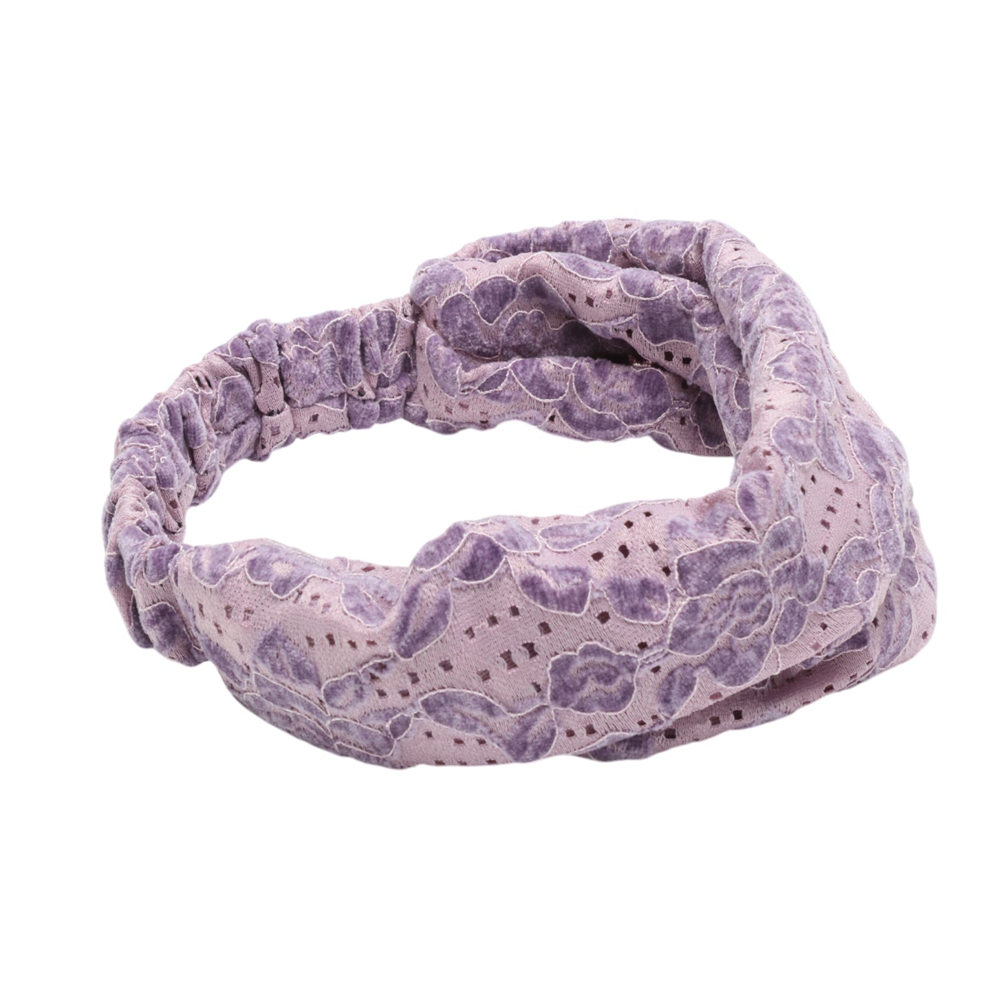 Diadema ancha de tela con rosas vintage, color morado claro, 1 unidad