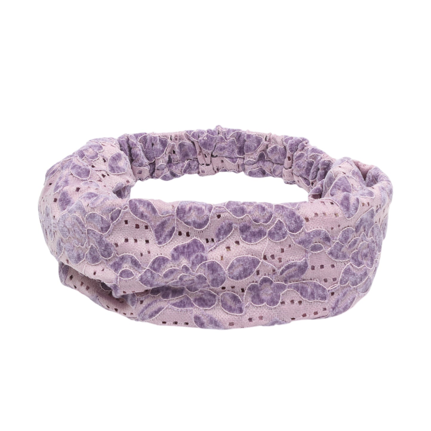 Diadema ancha de tela con rosas vintage, color morado claro, 1 unidad