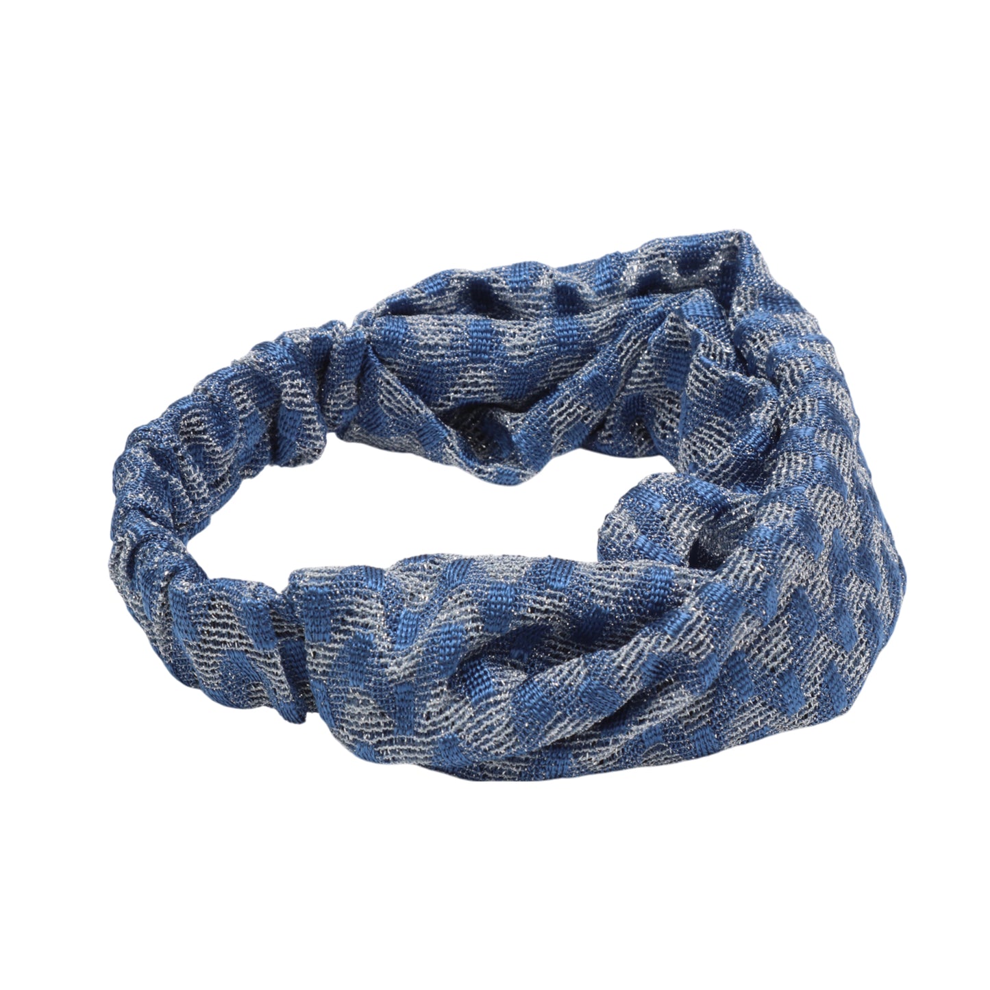 Diadema ancha de encaje con estampado de ondas para mujer, color azul, 1 unidad
