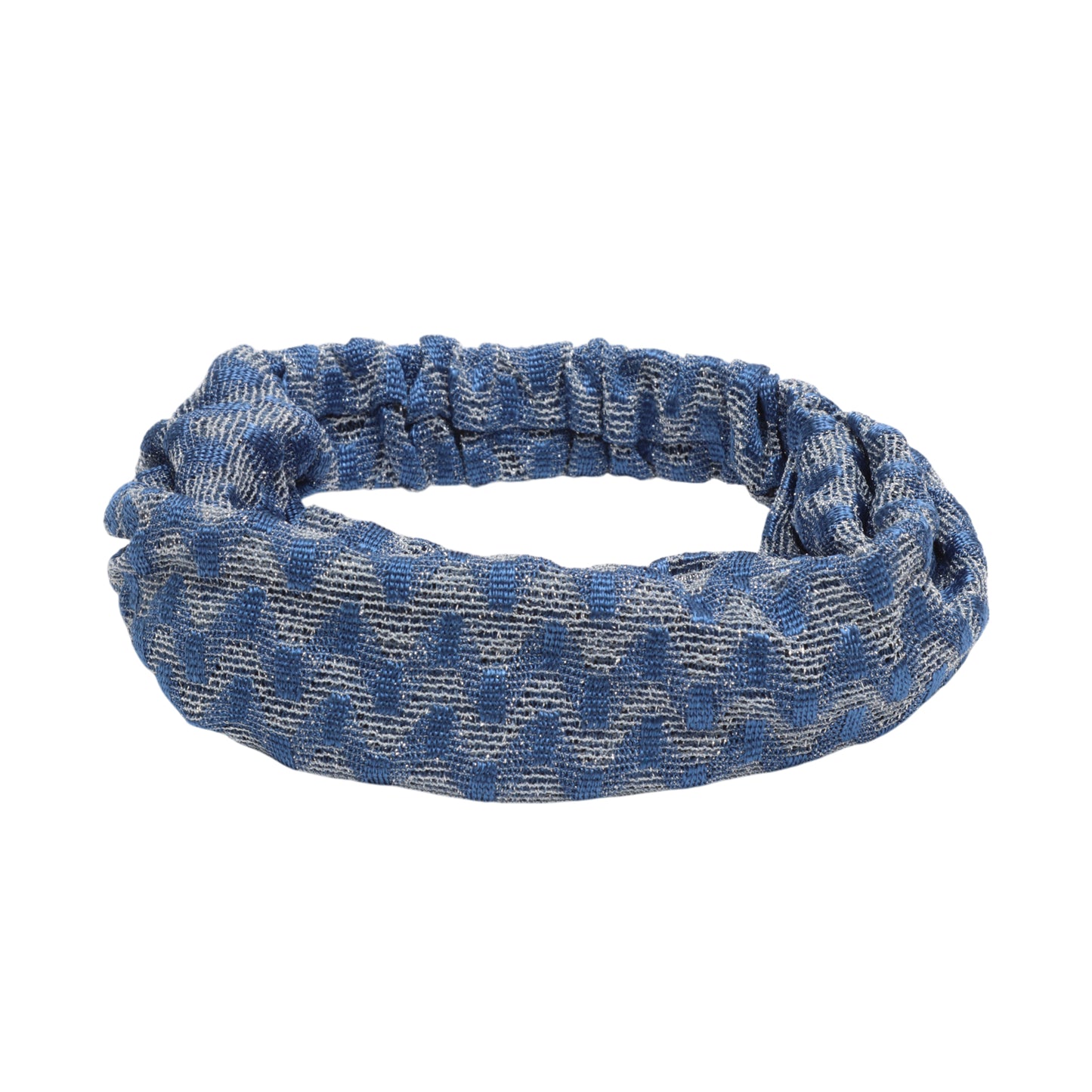 Diadema ancha de encaje con estampado de ondas para mujer, color azul, 1 unidad