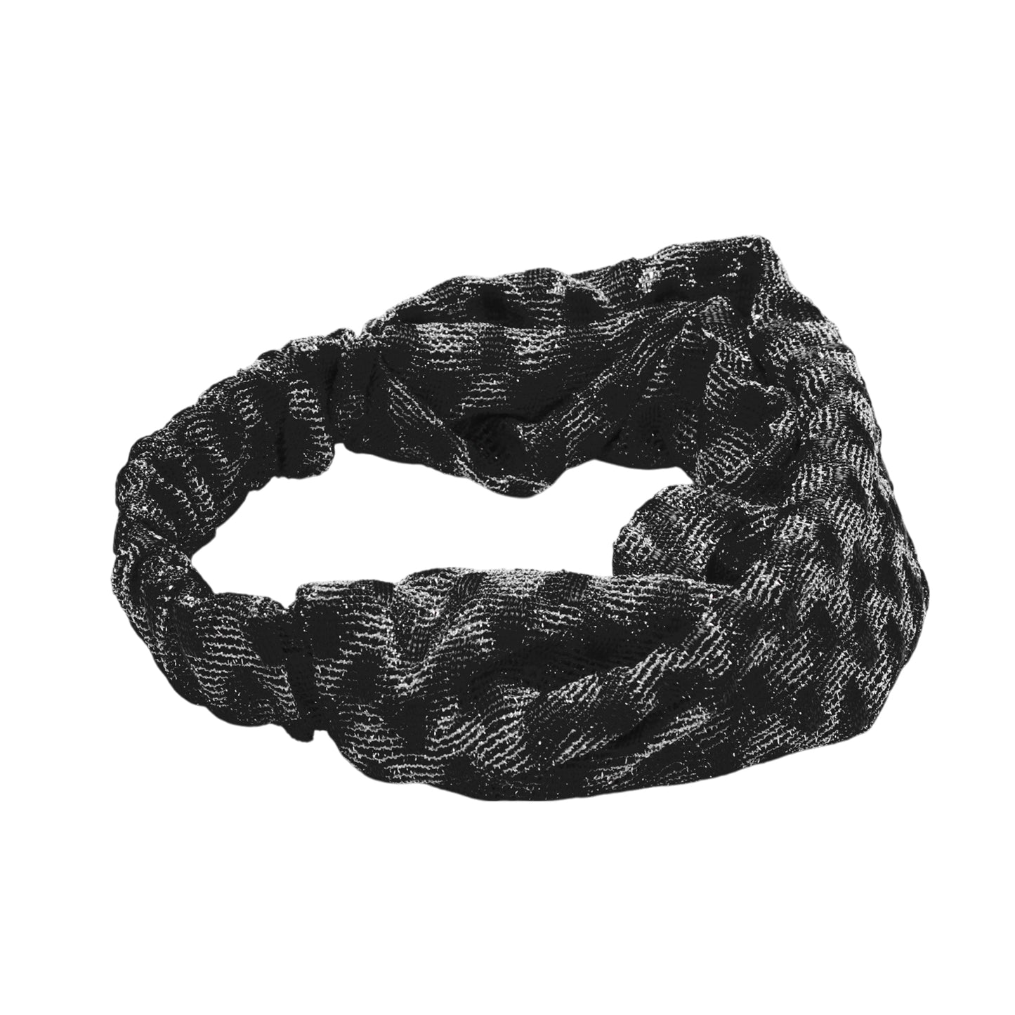 Diadema ancha de encaje con estampado de ondas para mujer, color negro, 1 unidad