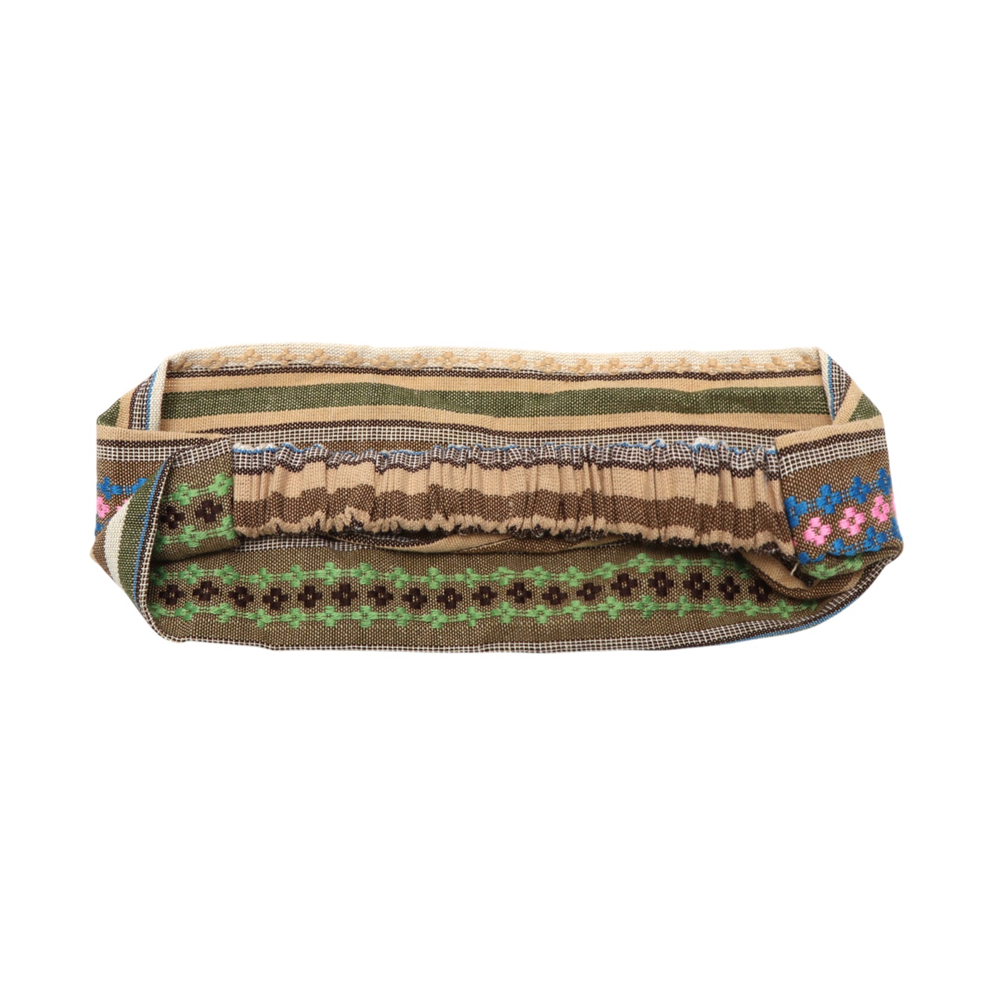 Ethnic Style Ethnic Style Stripes Wide Headband for Women, Brown Green 1 Pc