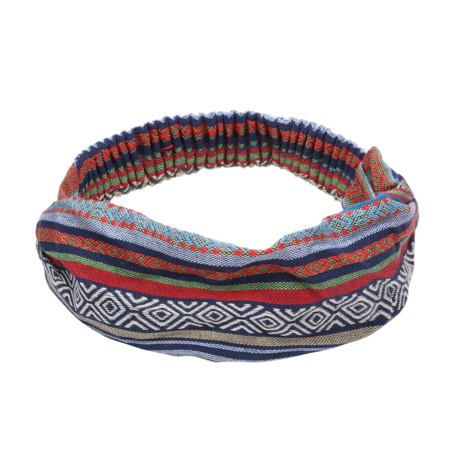 Diadema ancha de rayas de estilo étnico para mujer, color azul, 1 pieza