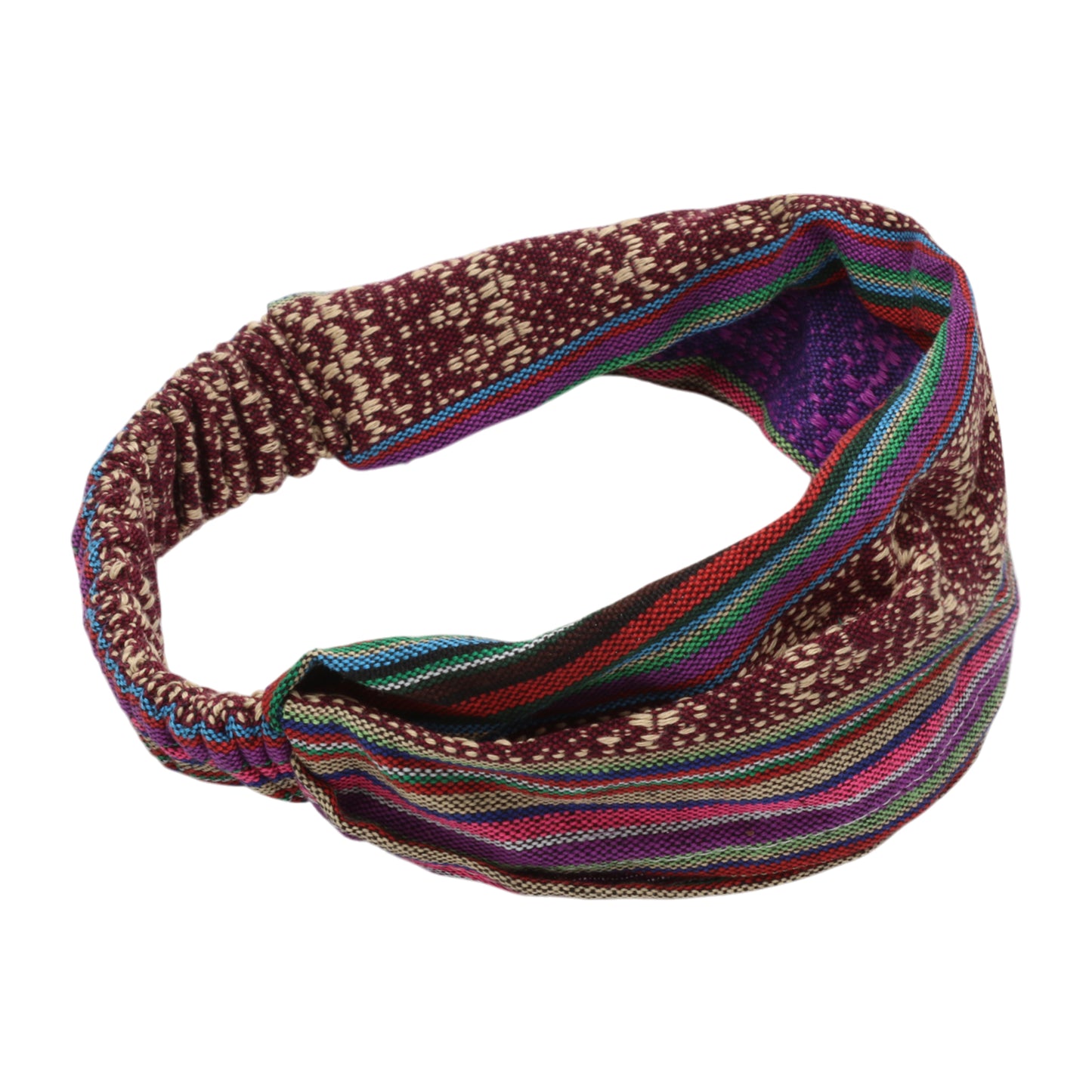 Ethnic Style Stripes Wide Headband for Women, Purple 1 Pc