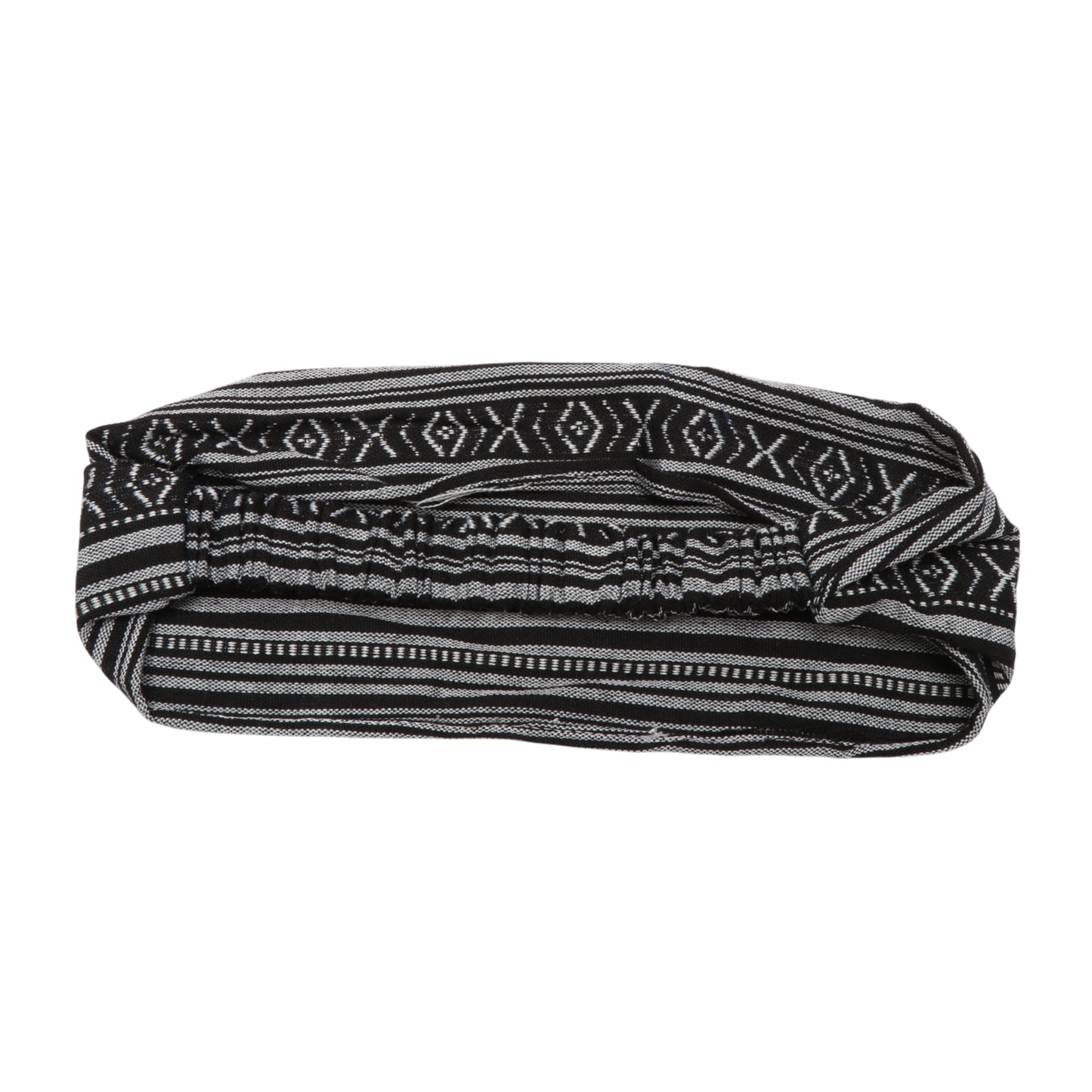 Ethnic Style Stripes Wide Headband for Women, Black White 1 Pc