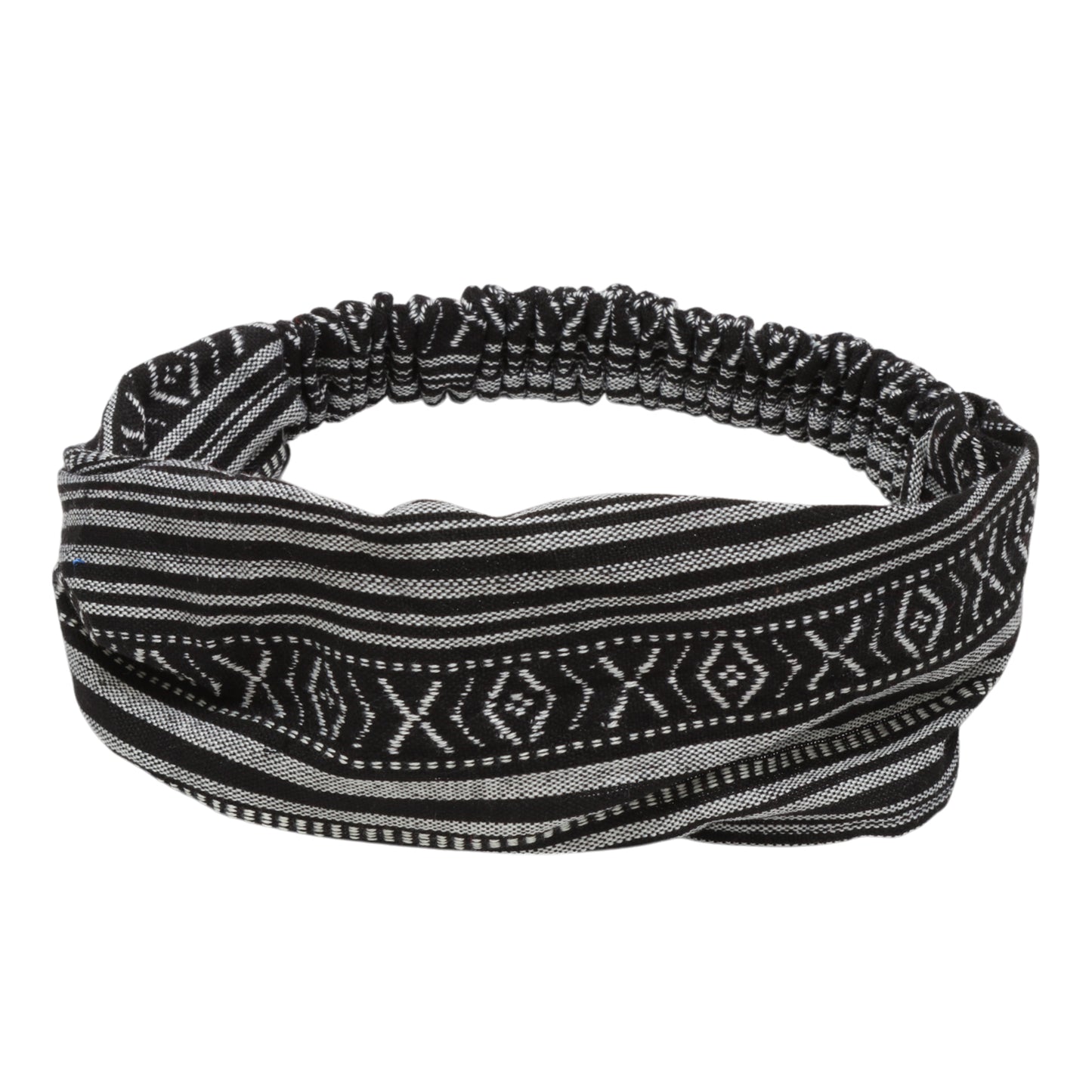 Ethnic Style Stripes Wide Headband for Women, Black White 1 Pc